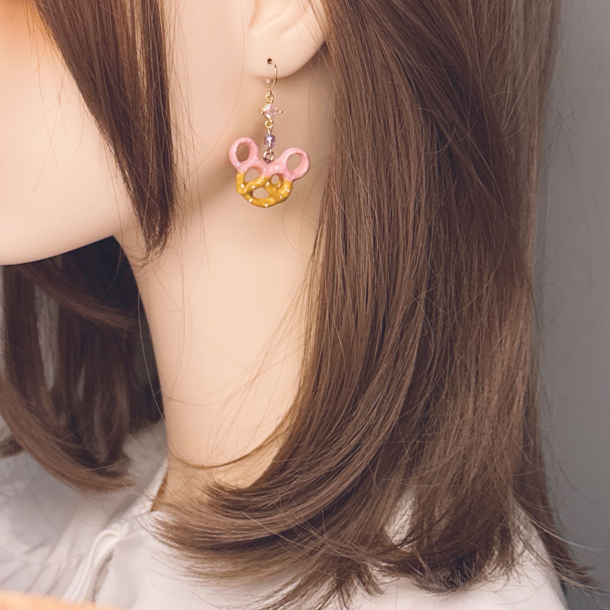 手繪米奇Prezel耳環 兩色入