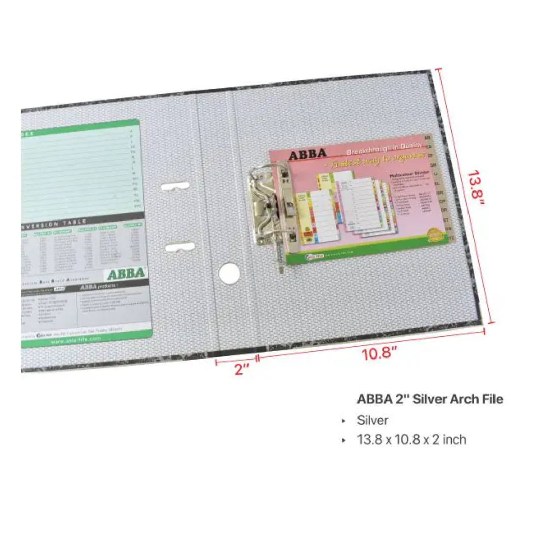 ABBA Silver Lever Arch File F4 2″