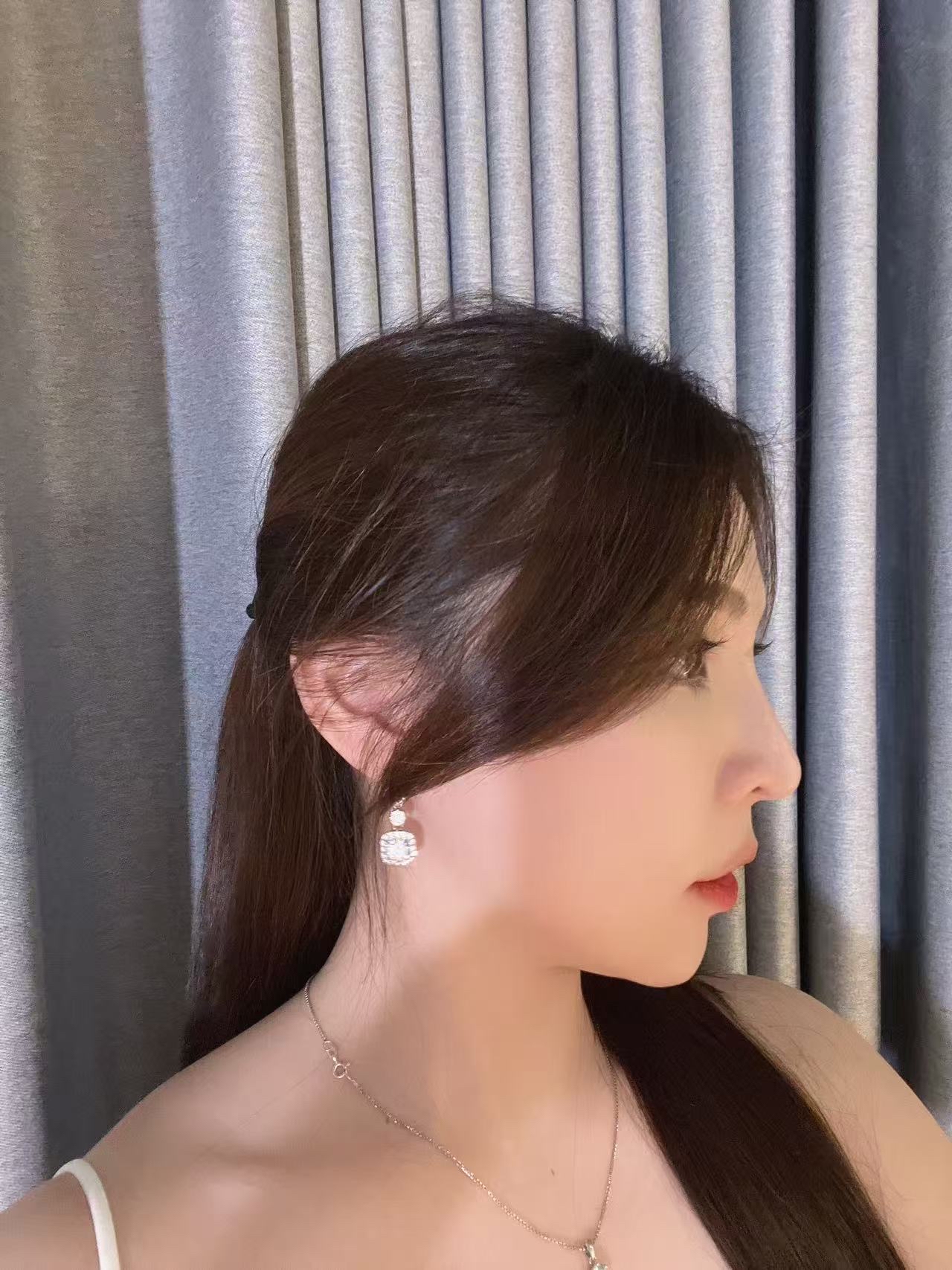 6672 许妍同款冰霜满钻耳环(925银针)