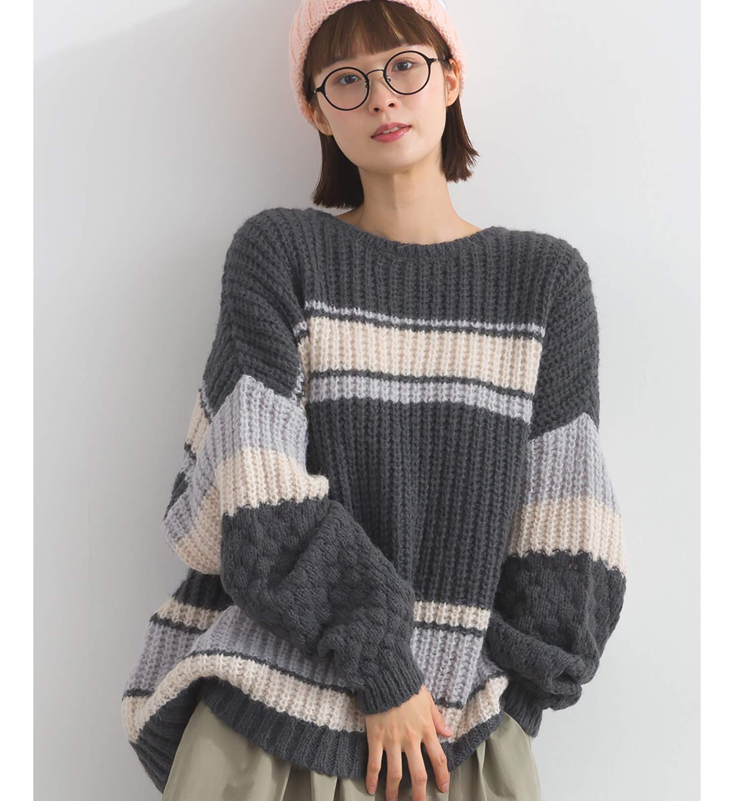 LP - 北歐橫紋毛衣 (碳灰色)