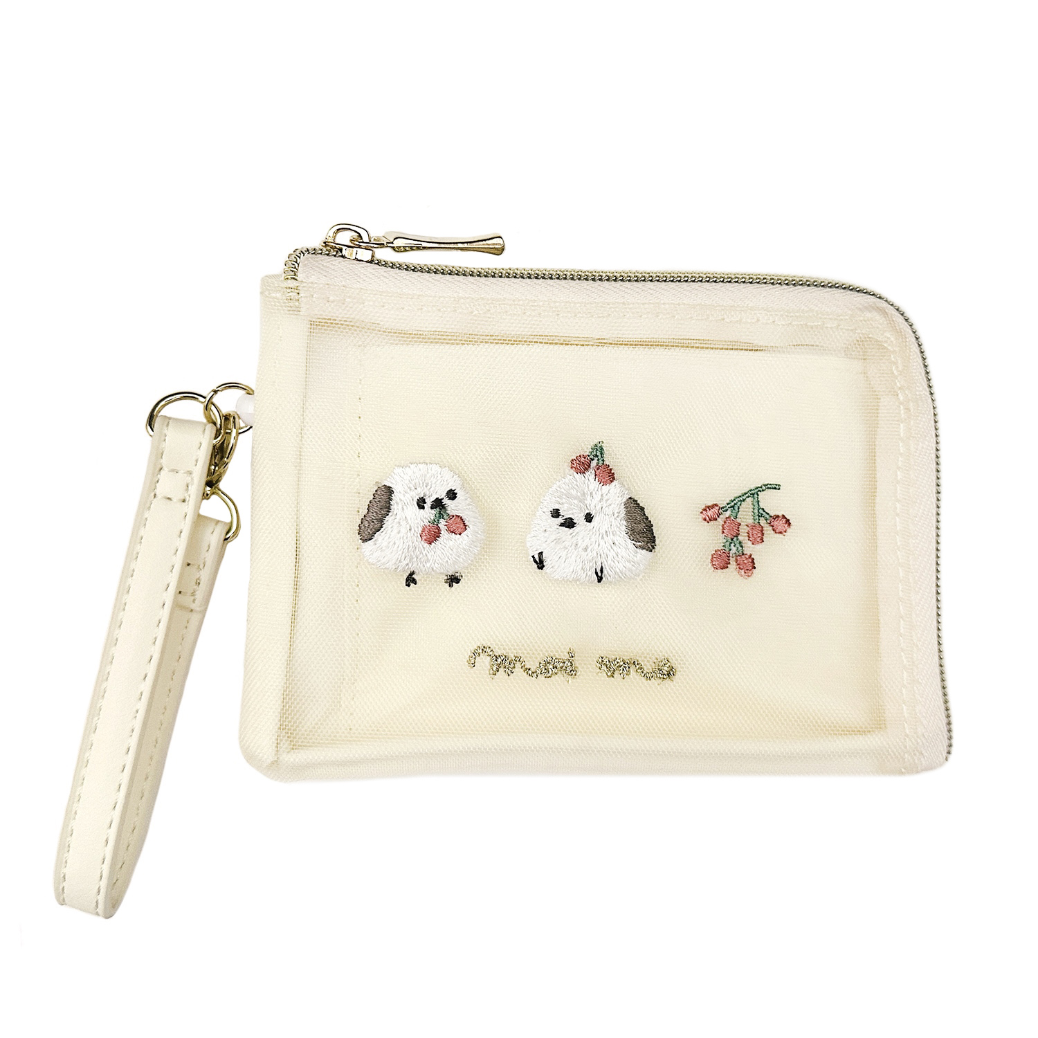 現貨｜日本 Q-LiA 北海道雪之妖精 銀喉長尾山 刺繡 伸縮帶 卡套 / 散紙包 小袋 (09558)