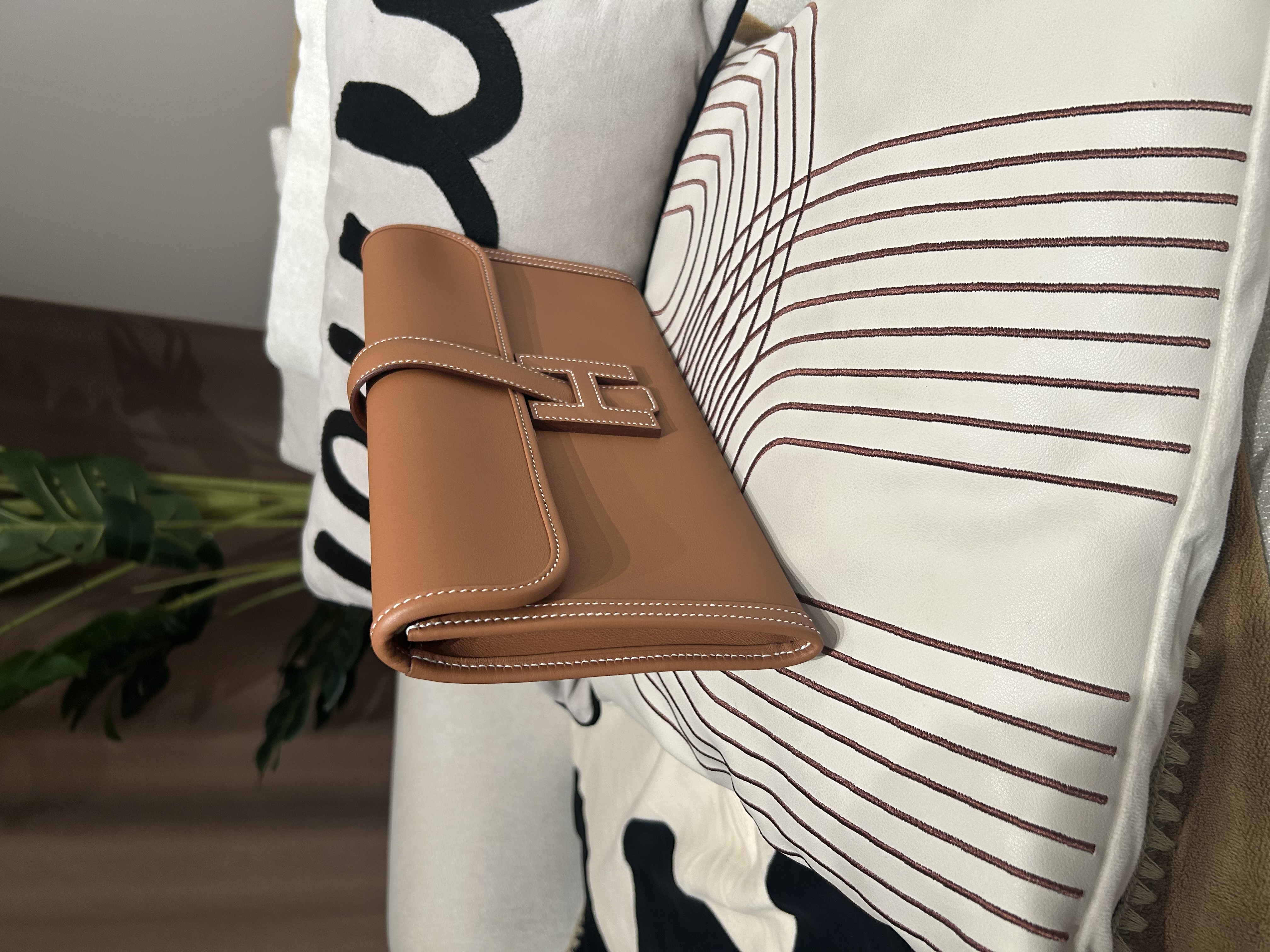 HERMES Jige Elan 29 Stamp U Clutch gold Calfskin 100%Authentic, 99%new ✅box