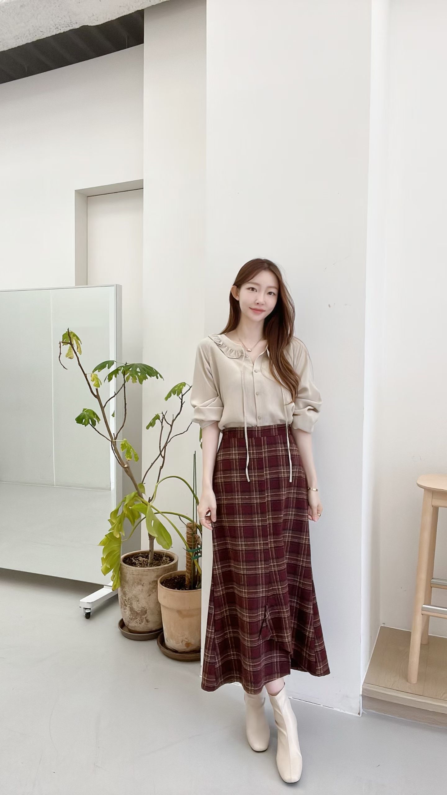 FV31_01 魚尾格仔長SK  (3色)