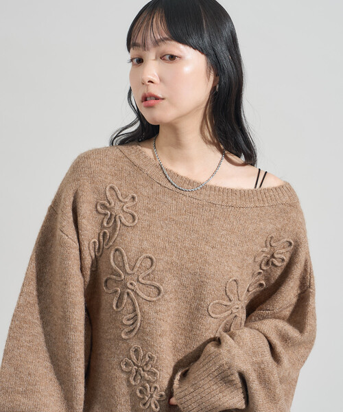 花花刺繡針織衫