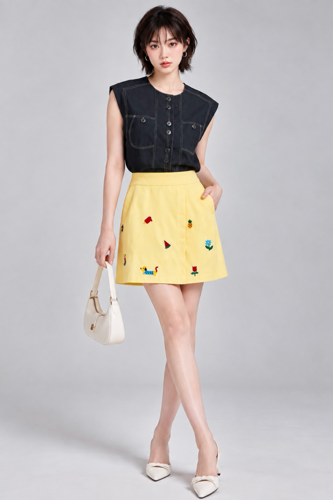 10141 Playful Motif A-Line Skirt