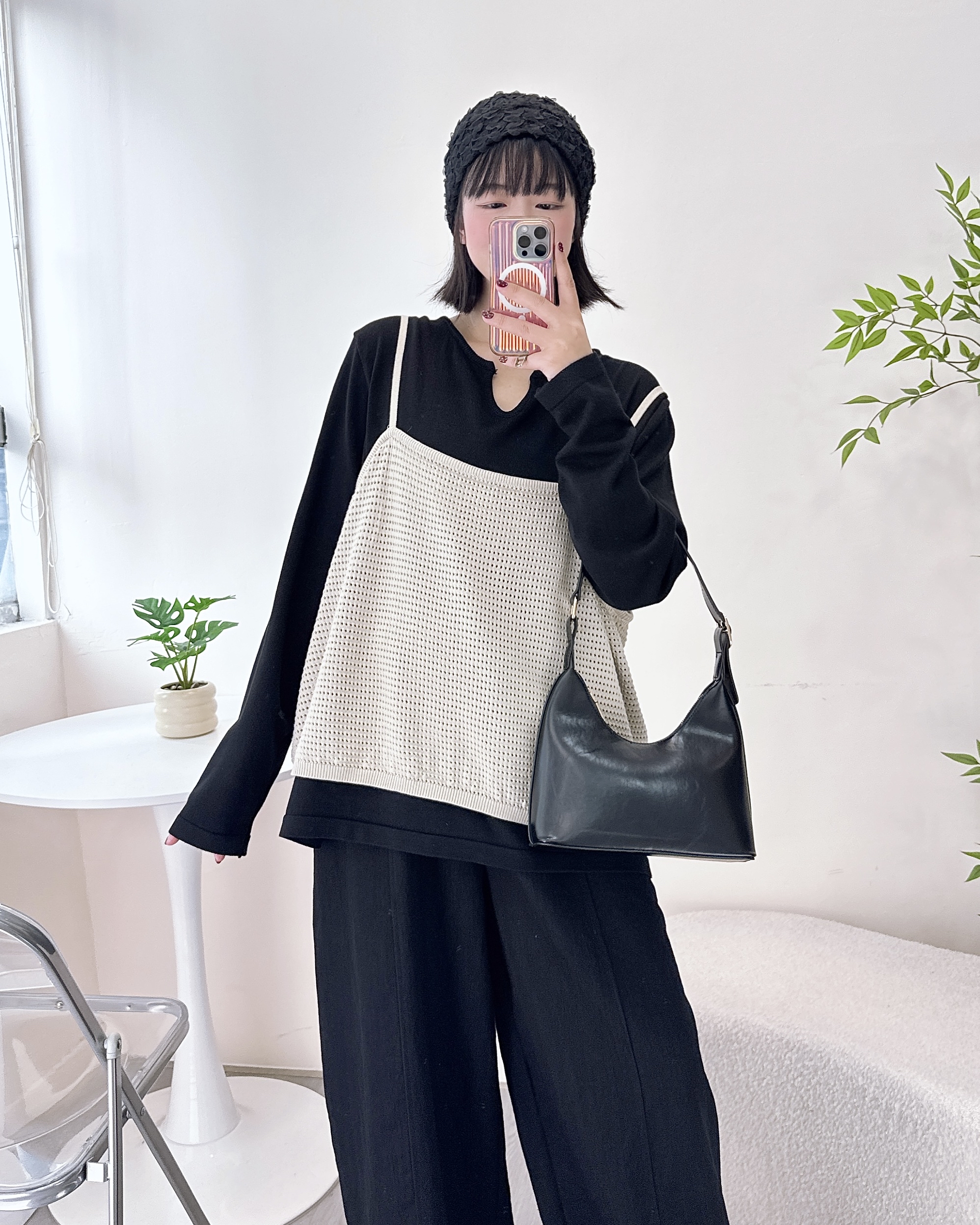 一套兩件垂感線棉上衣 2色