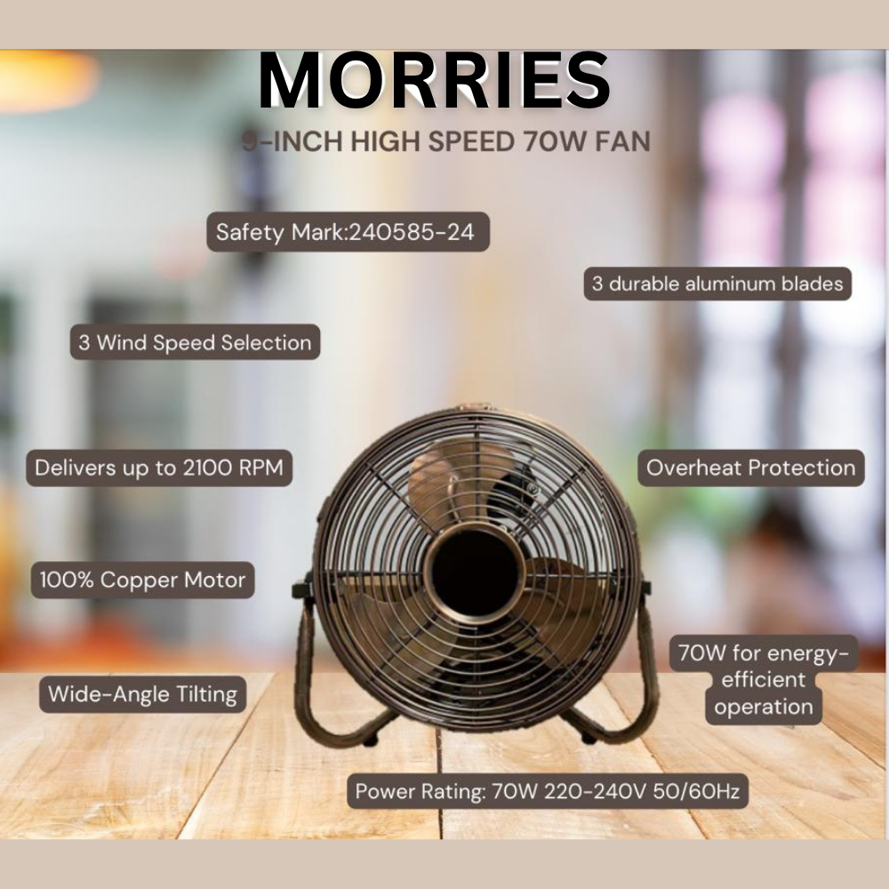 Morries 9" Power Fan / Floor Fan / Table Fan MSVF9 IE