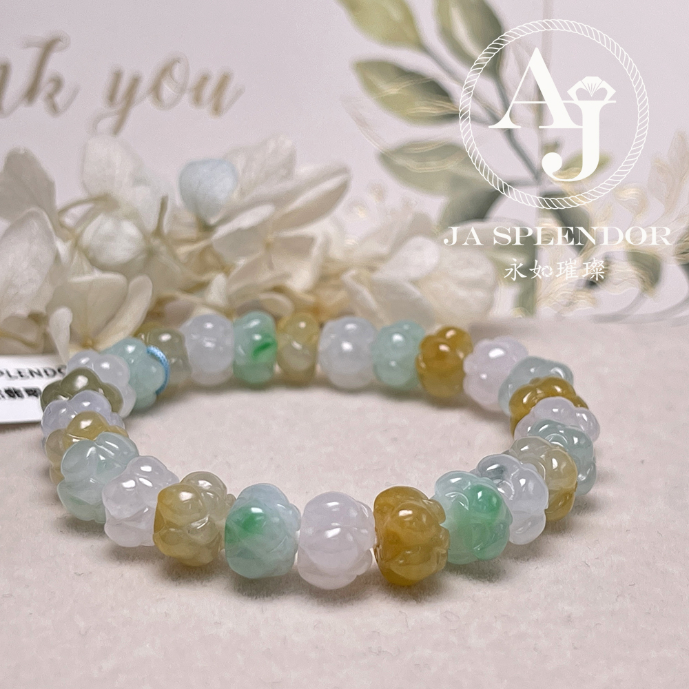 JB-254 - 冰種三彩福祿壽招貴人年年有餘蓮花手串