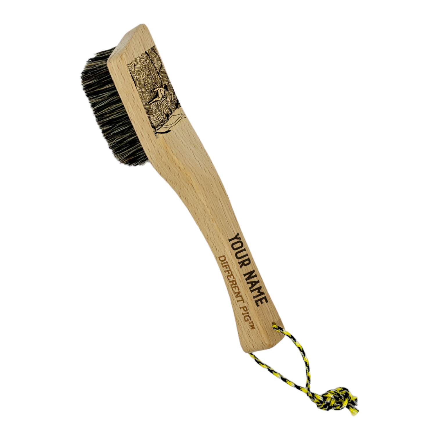 【來圖訂製】𝗗𝗜𝗙𝗙𝗘𝗥𝗘𝗡𝗧 𝗣𝗜𝗚™ OG brush with paracord fully customised by you 刻圖大豬攀岩掃