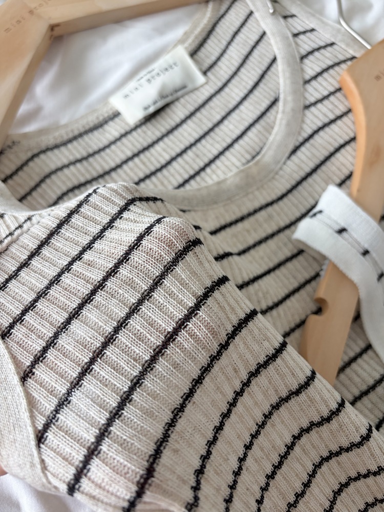 Linen Striped Tank Top (Whtie)