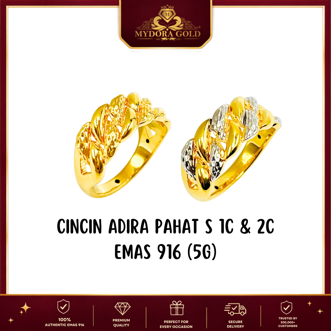 MYDORA Cincin Adira Pahat S 1C/2C (5G) | EMAS 916/22K