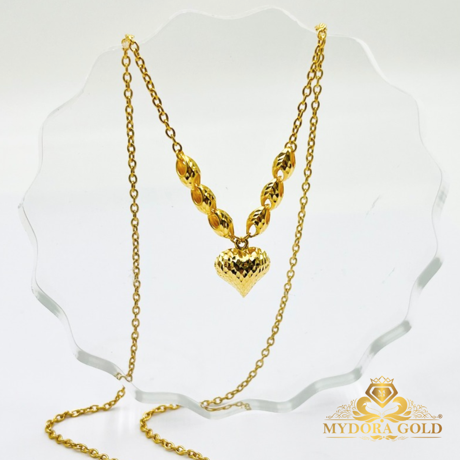 MYDORA Rantai Leher Sauh Choker Siput + Love Pahat | EMAS 916/22K
