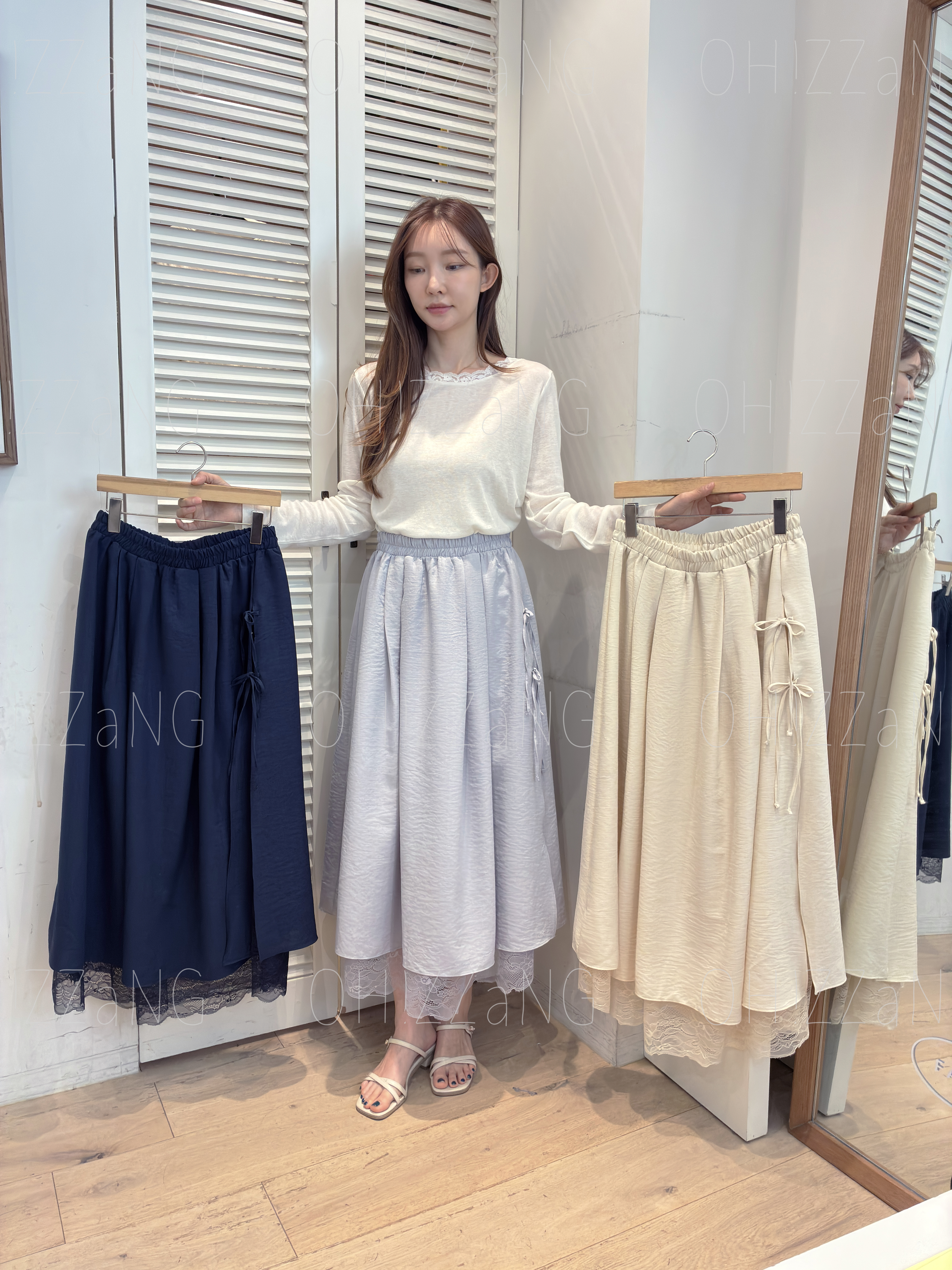 FV26_04 側擺LACE RIBBON長裙 (3色) 