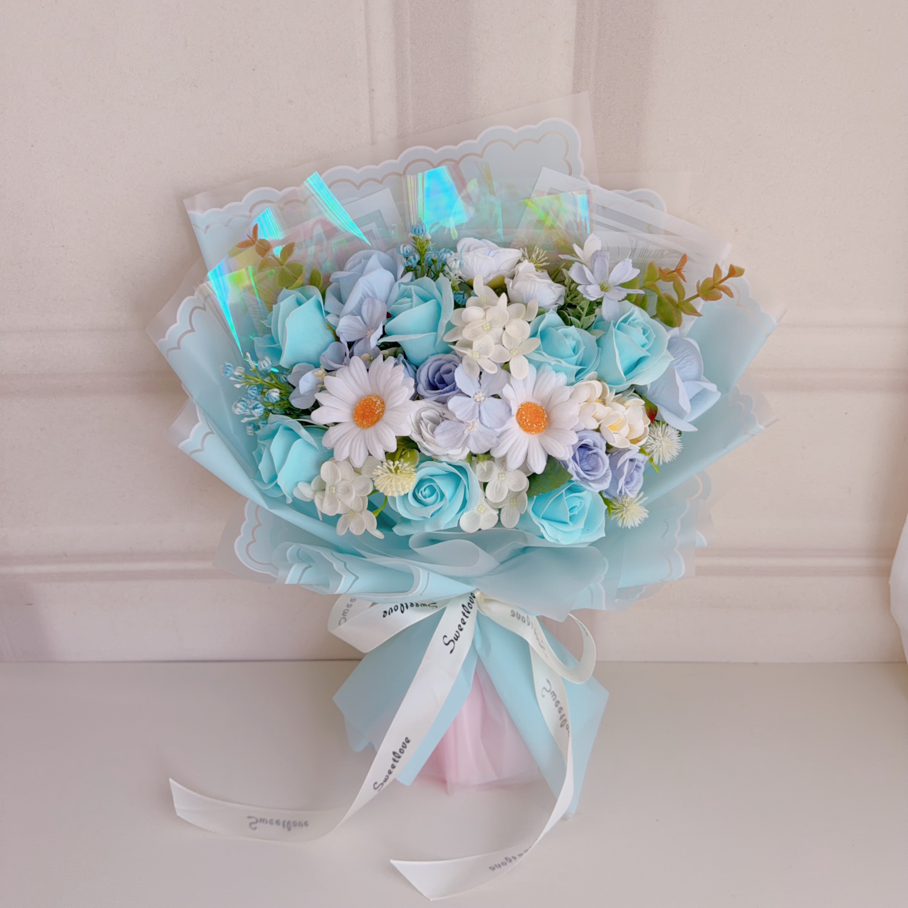 (現貨)淺藍色香皂花花束