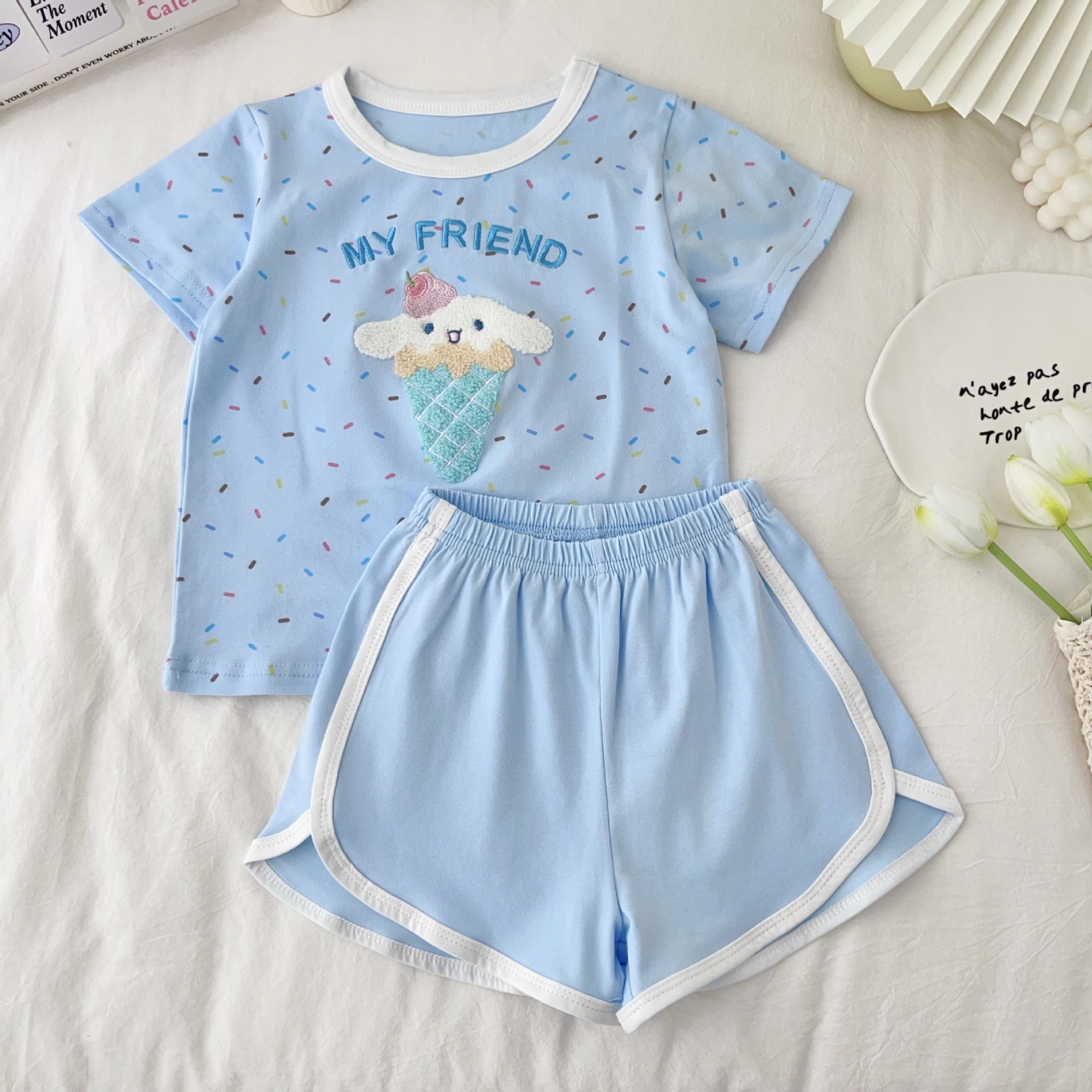夏日新款刺繡卡通家居服