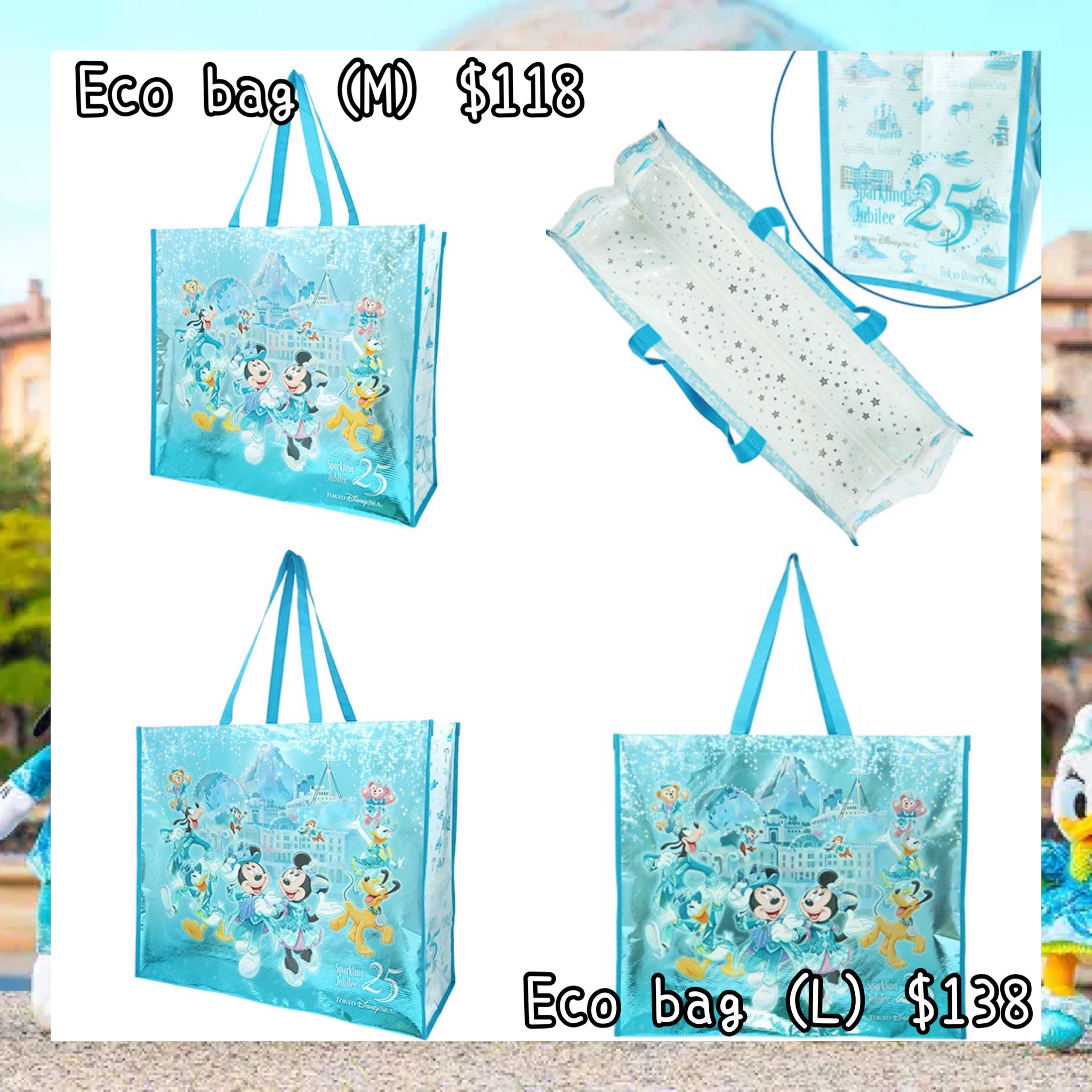 ：日本：DISNEYLAND園區產品 TOYKO DISNEYSEA 25TH SPARKLING JUBILEE 8/4 日本發賣 ECO BAG