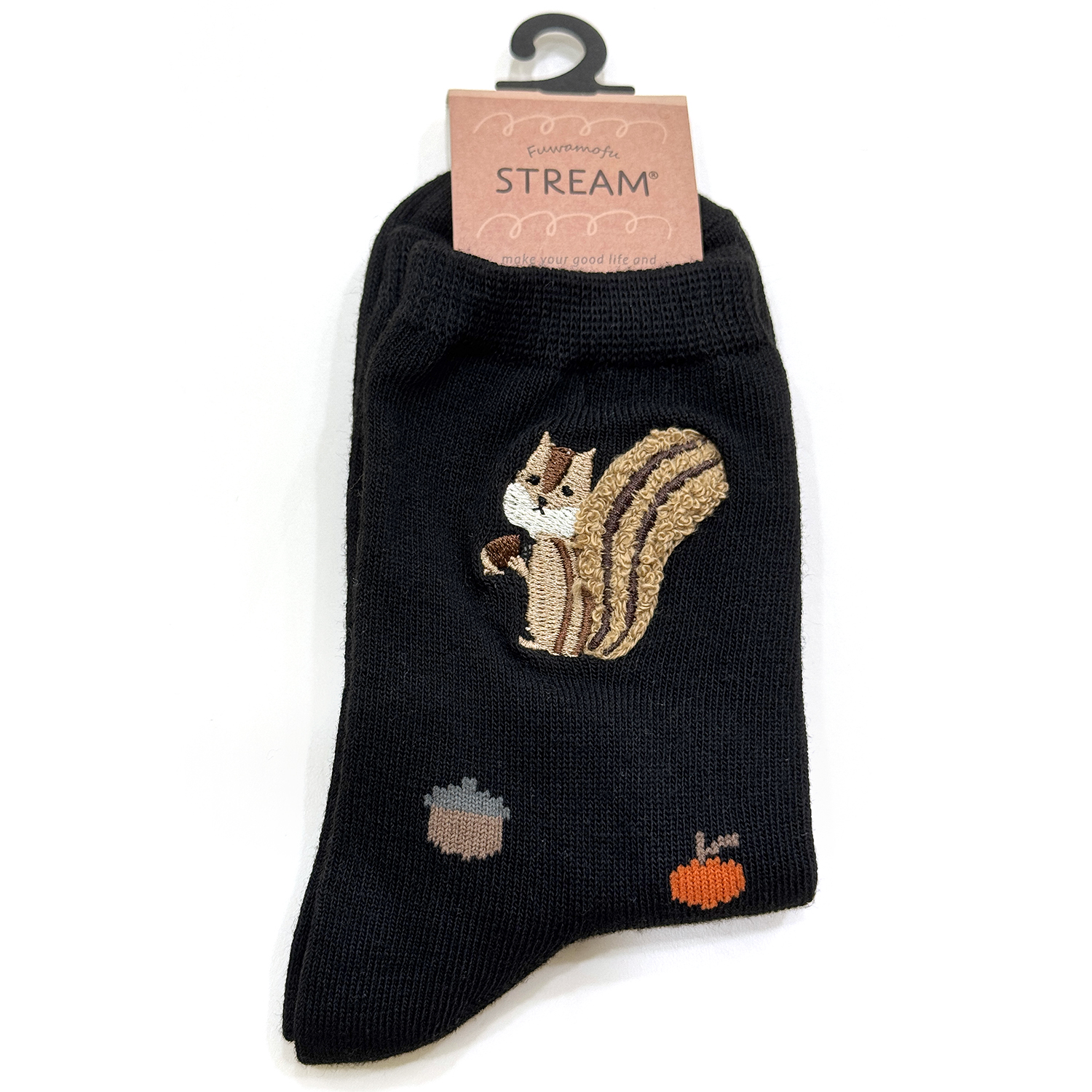 Stream - 襪子 (黑色松鼠雪尼爾刺繡款)