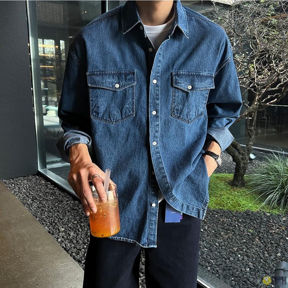 【100%保證韓國直送】復古經典雙口袋水洗丹寧恤衫 [2 color] RG165784