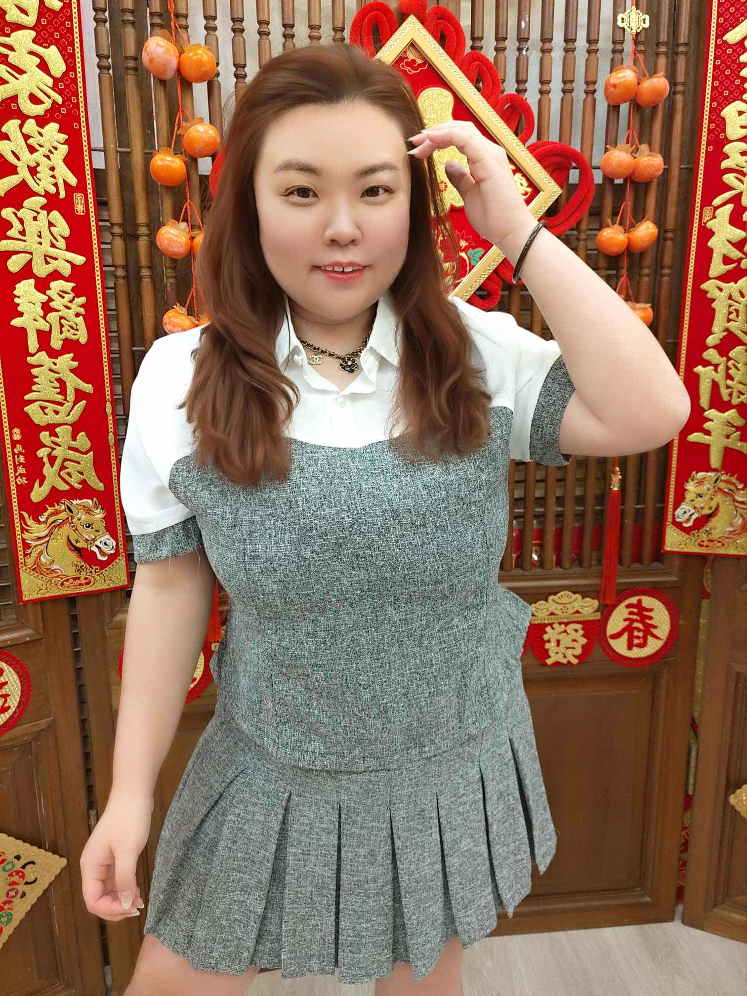 NFD03 TW#3833 拼接款小香风假两件上衣