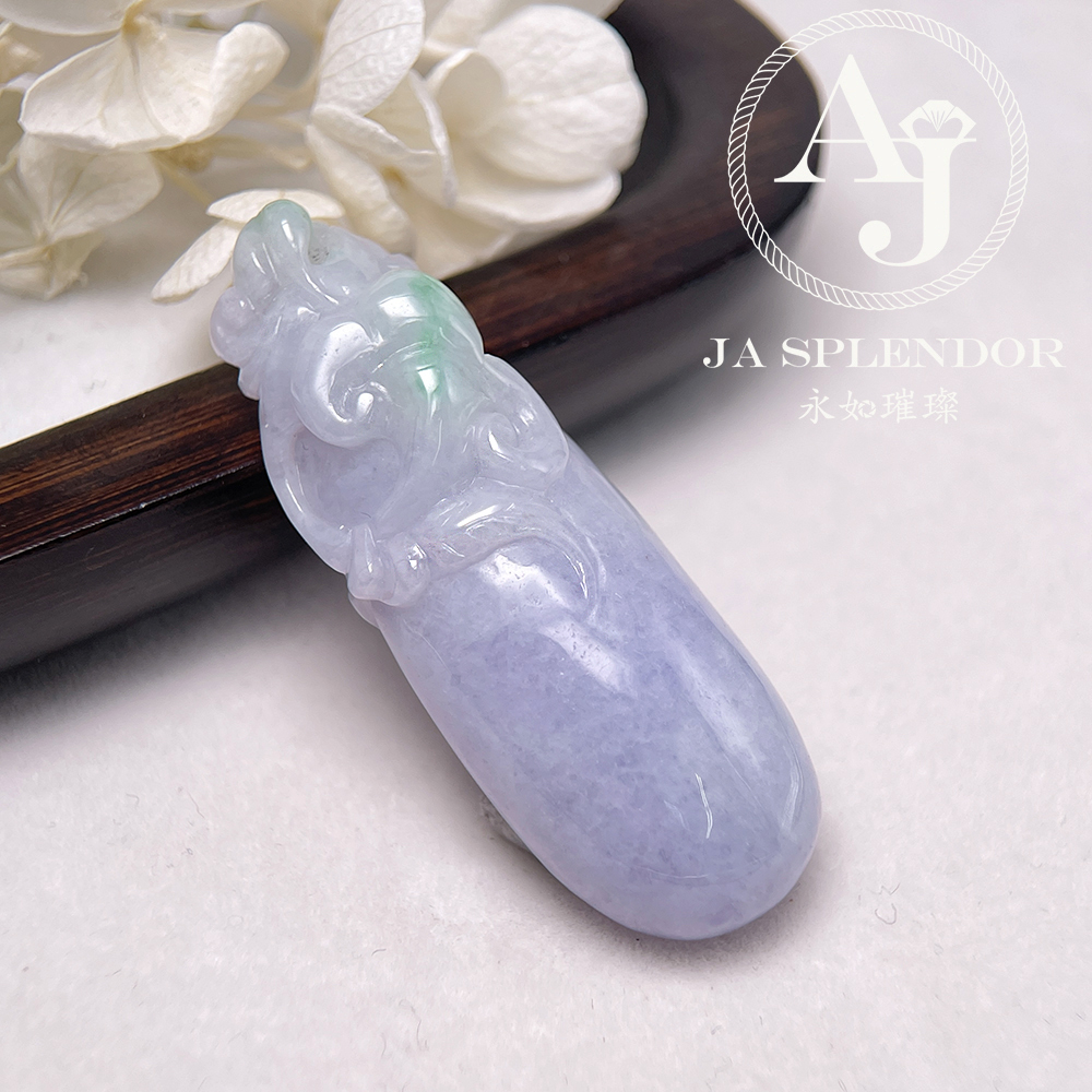 JN-1599 天然翡翠A玉 冰糯濃紫椿彩如意福掛吊墜