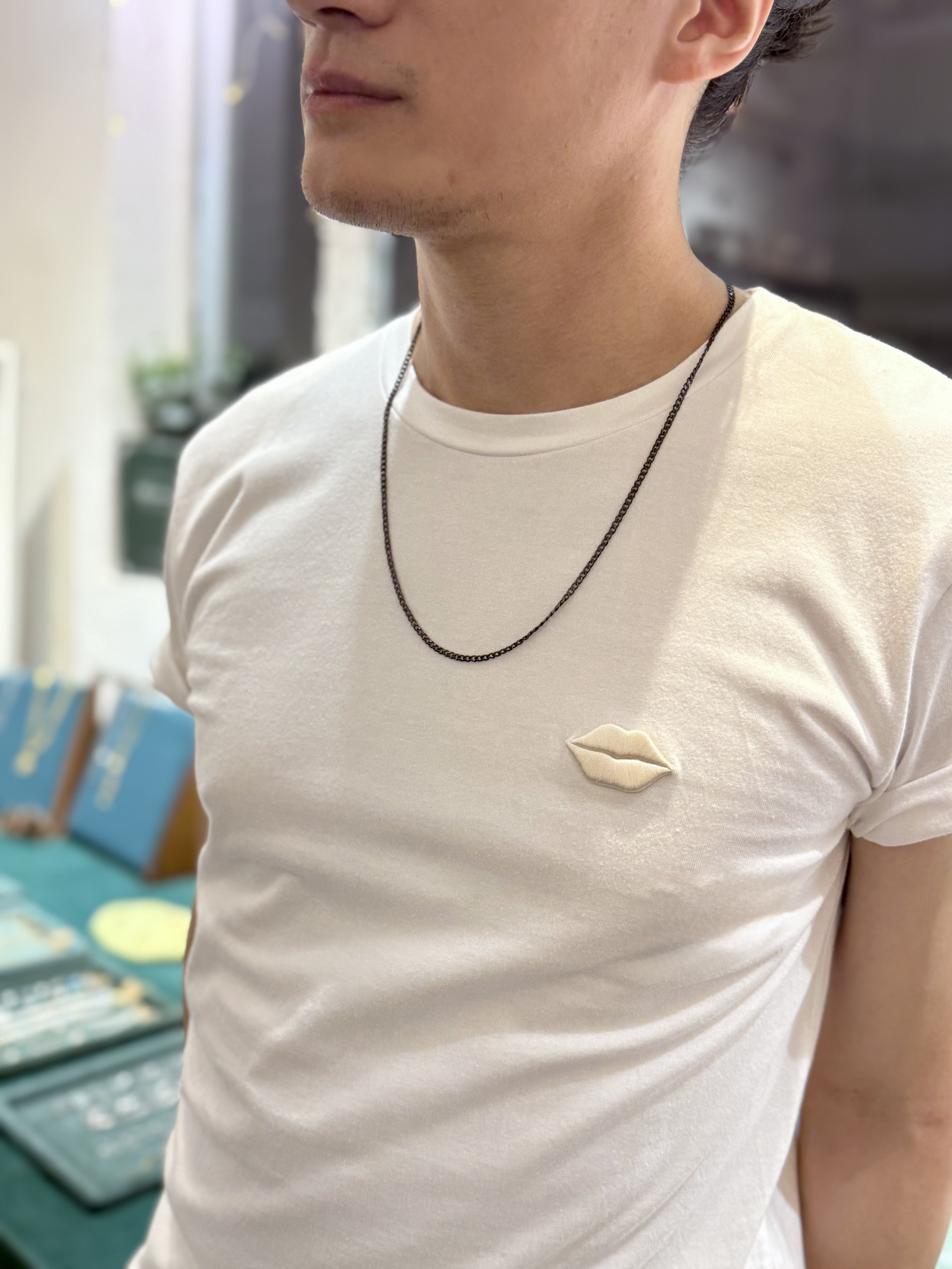 Black circle stainless necklace