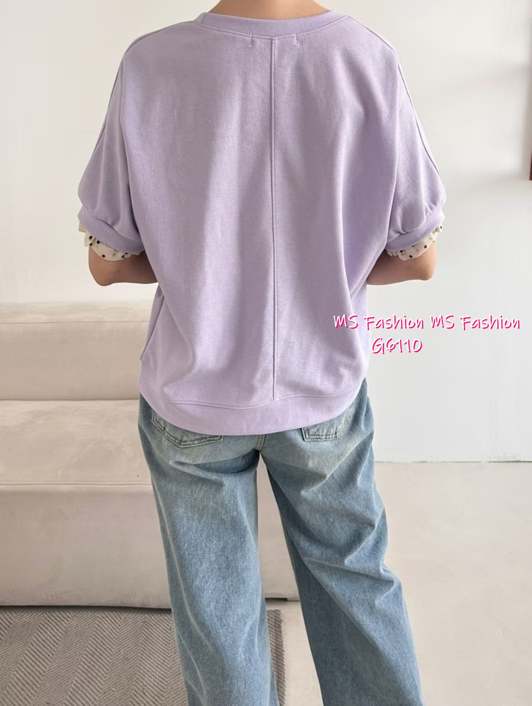 G6110 韓國🇰🇷拼波點ruffle袖top