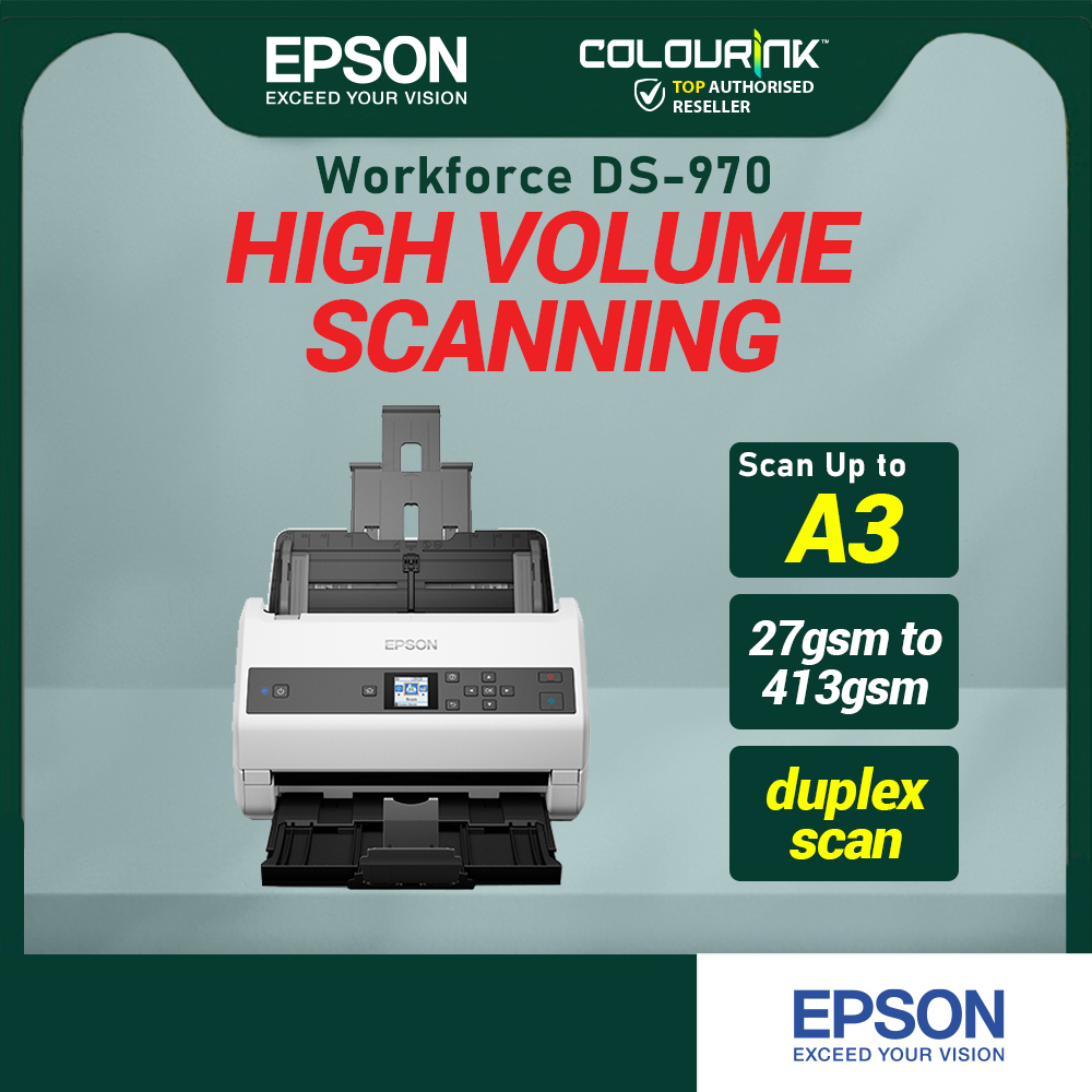 Epson WorkForce DS-970 A4 Duplex Sheet-fed Document Scanner | 85ppm/170ipm | OCR PDF | 100-Sheet ADF | USB 3.0