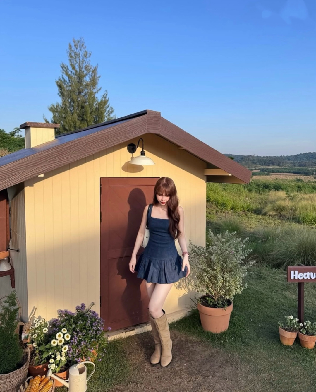 4567 French Retro Denim Slip Dress"法式复古牛仔吊带连衣裙"