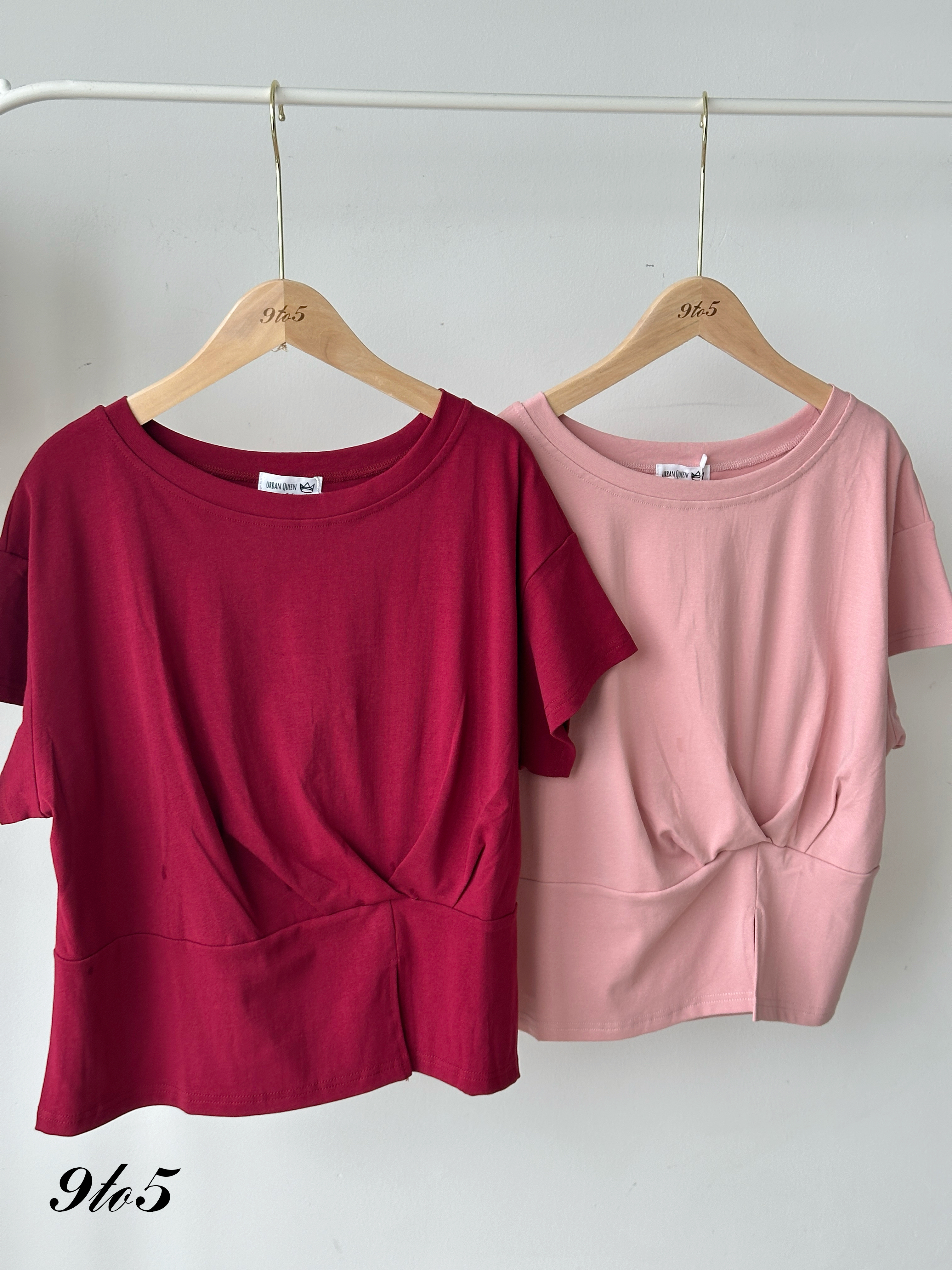 T4188 Short Sleeve Ruched Tee - 5 Colors 