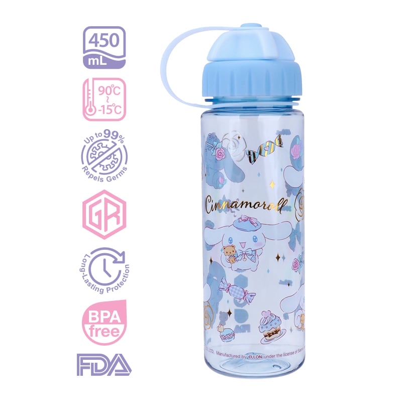 Cinnamoroll 450ml BPA Free Water Bottle w/ 2 Openings Lid 膠水樽 (2開口設計)