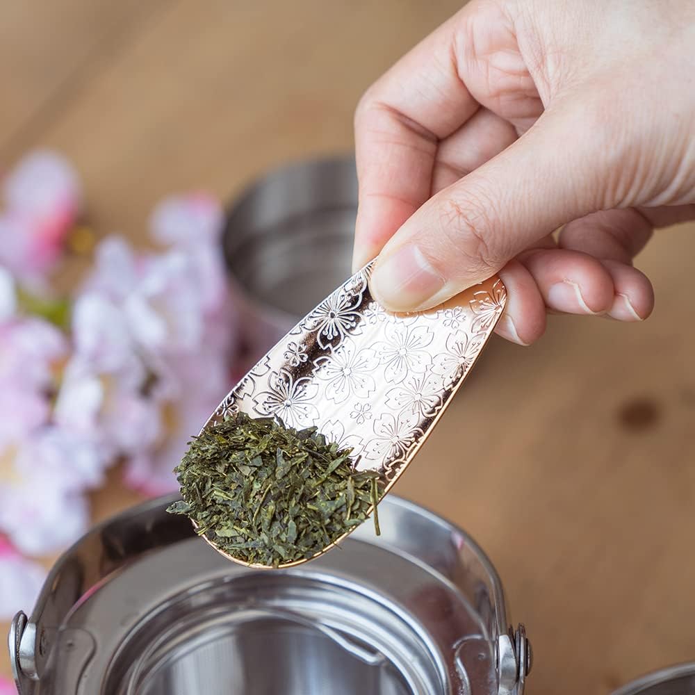 🔥🔥【日本製《青芳》櫻花壓紋不鏽鋼茶葉量匙】