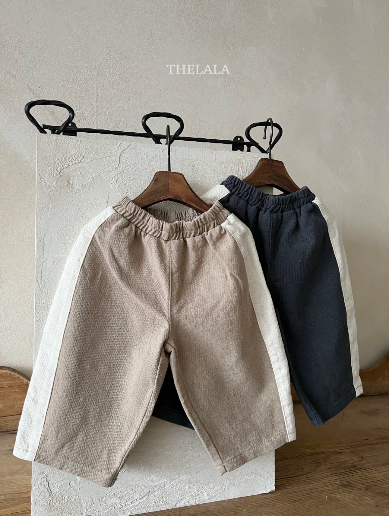 🌸預訂 韓國直送🌸🇰🇷THELALA兩色粗拼布邊闊腳褲