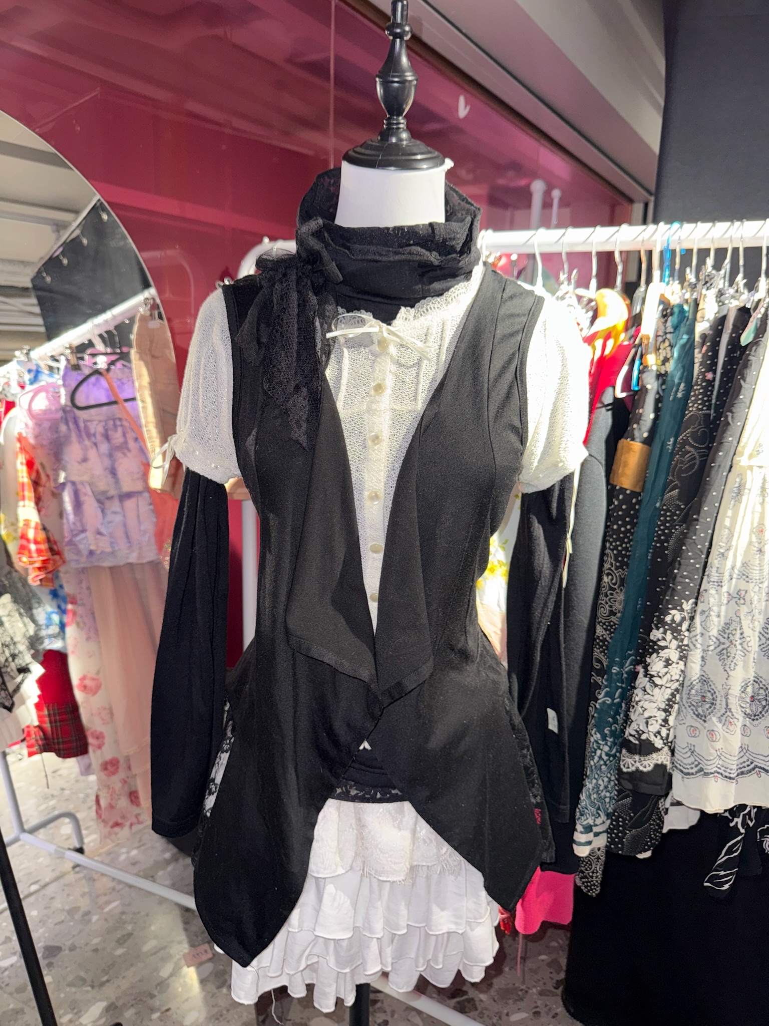 Black and White Lace Ruffled Princess Set