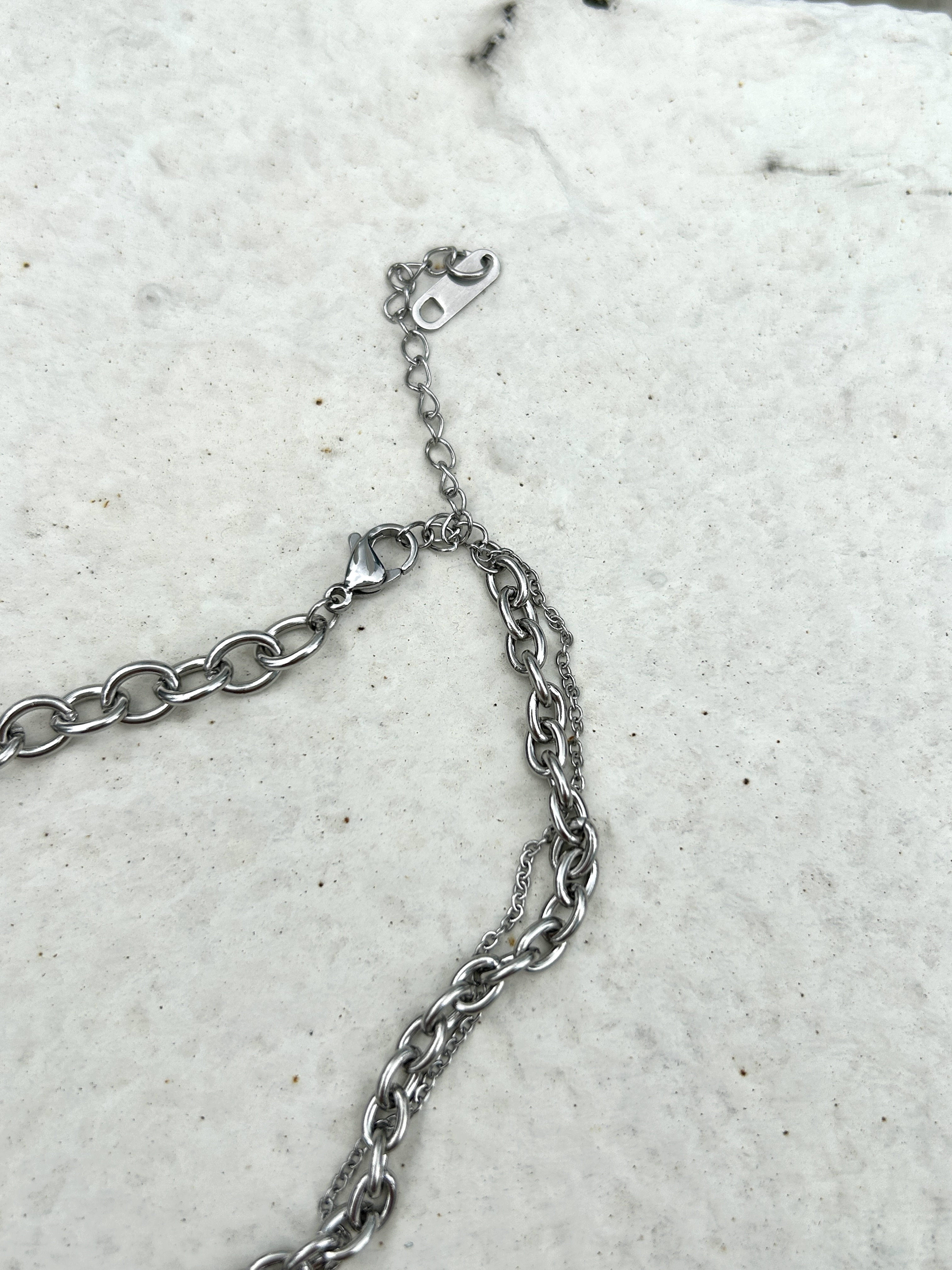 Silver black star rhinestone stainless necklace