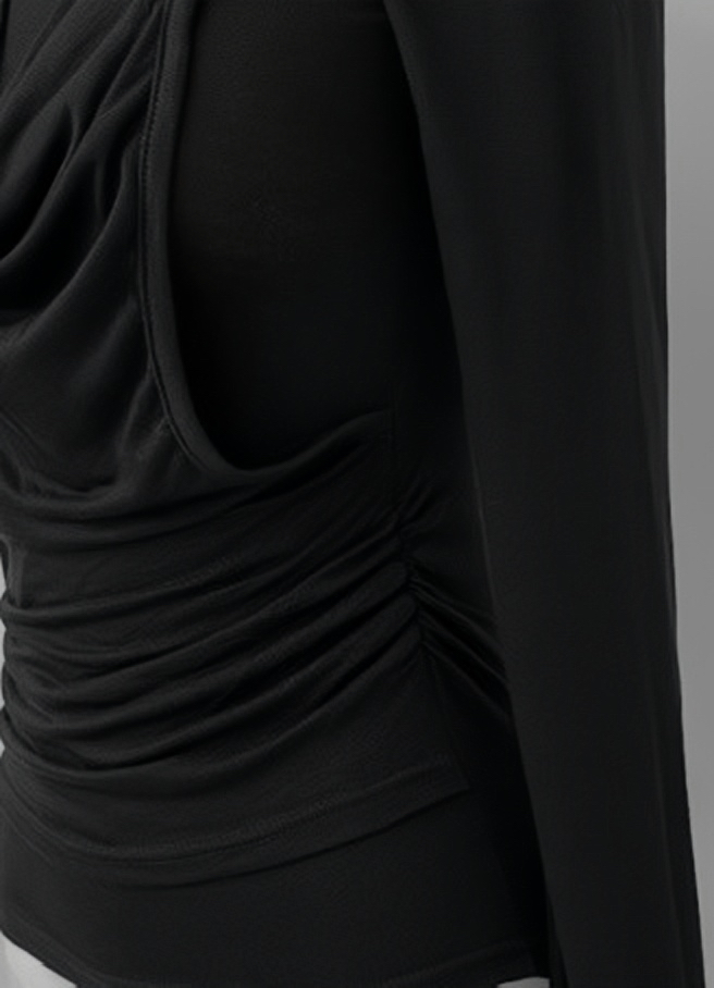 Halter Off-Shoulder Ruched Long Sleeve