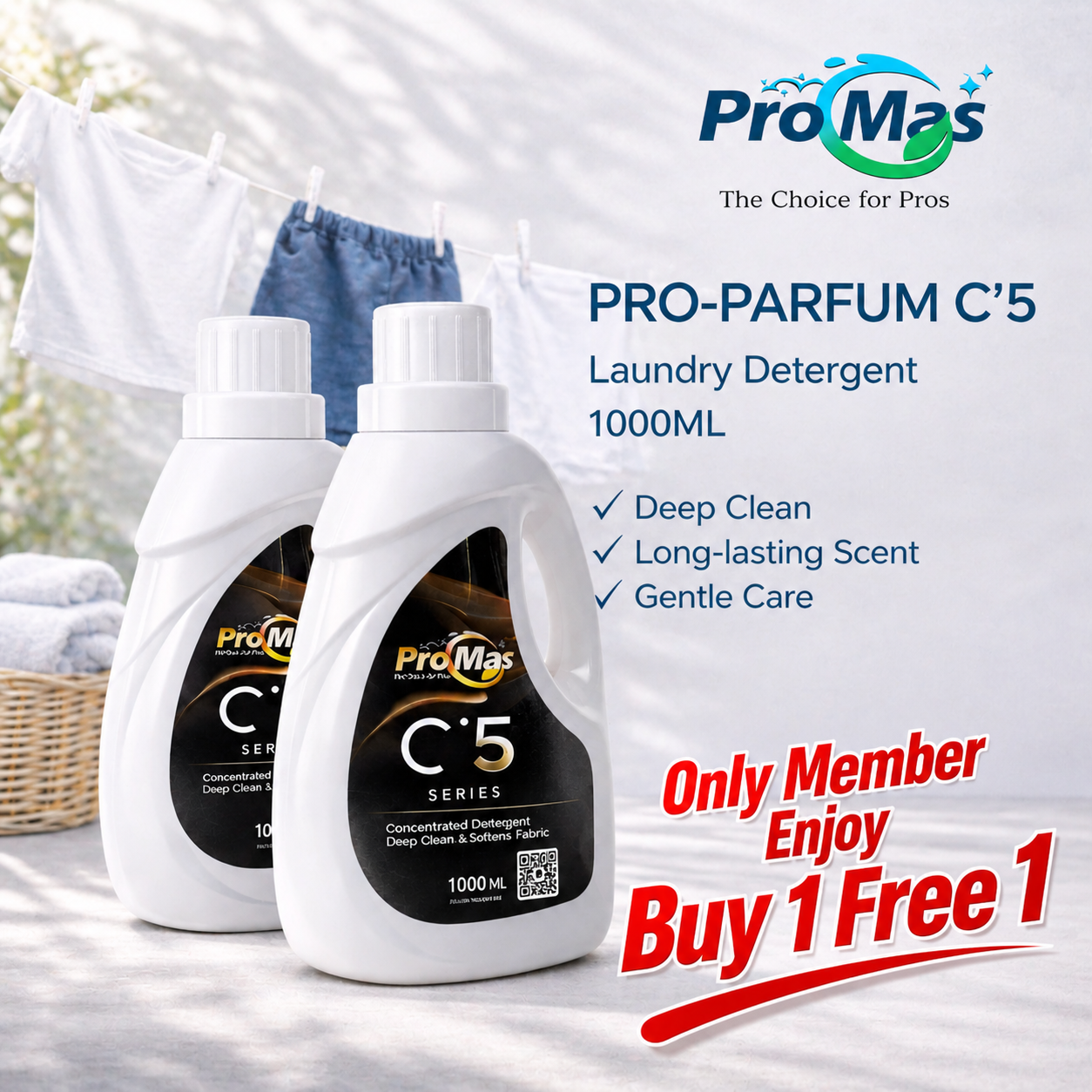Pro-Parfum Detergent (C'5) 1000ML (Only Member Enjoy Buy 1 Get 1 Free) – Total 2000ML 