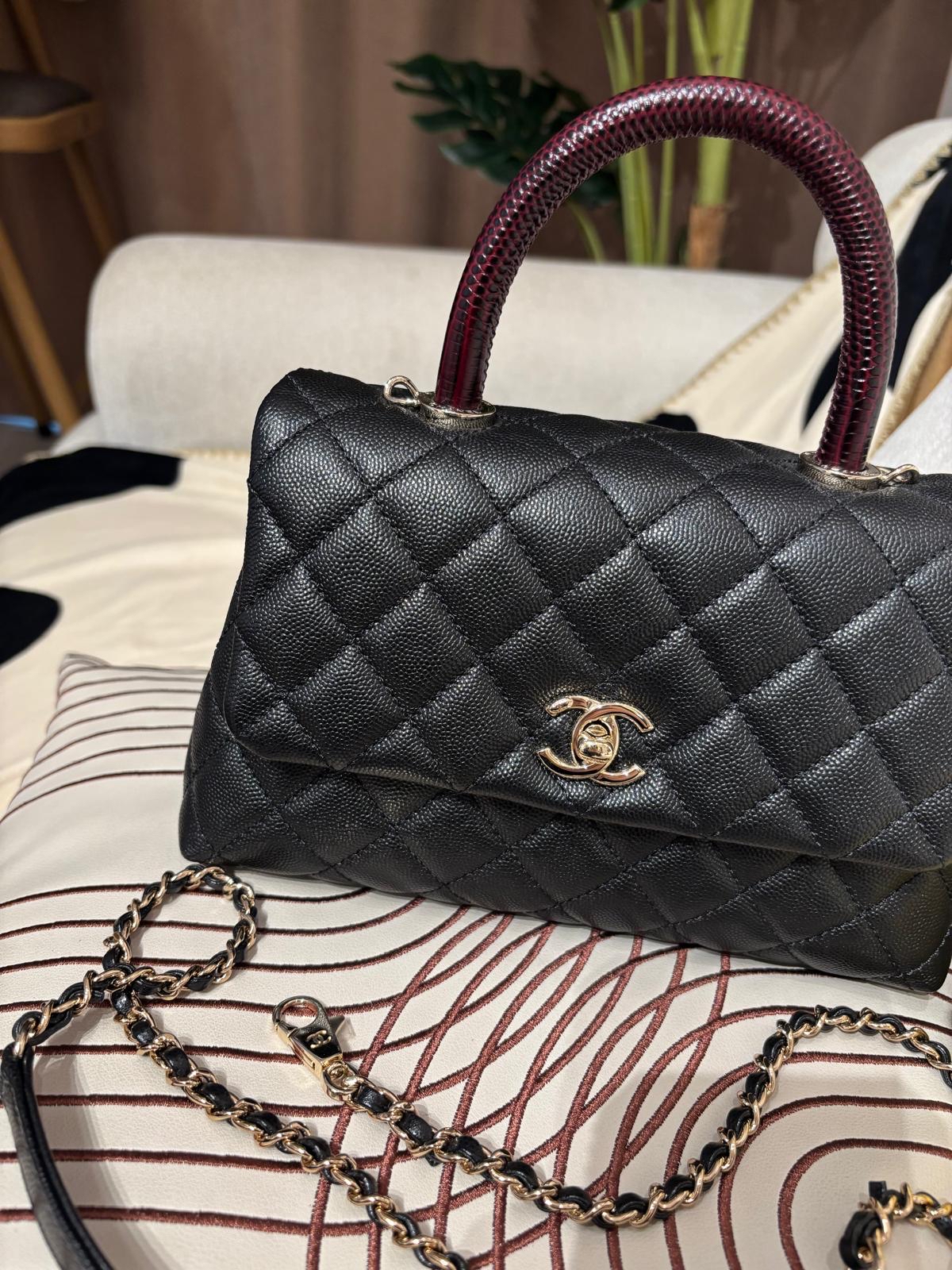 Chanel coco handle small 黑色荔枝牛皮 100%Authentic ,98%new  ✅專門店收據✅31card✅dust bag✅box 
