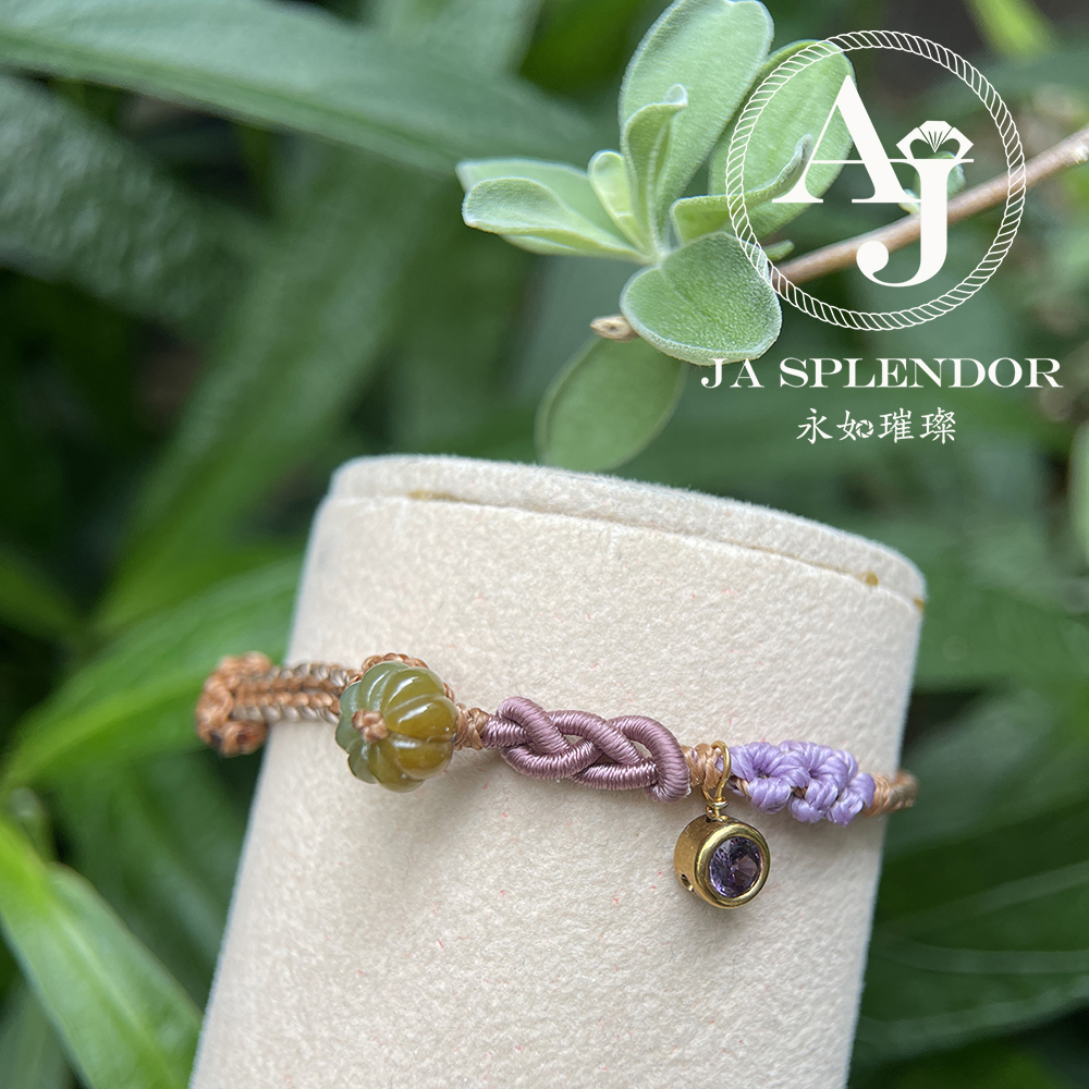 FBG26-H02 天然翡翠A玉 黃翡雙色花開手繩（私人訂制）