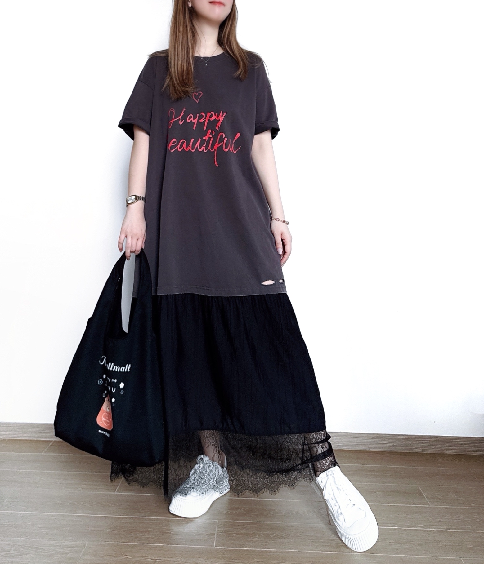 假兩件Tee拼接Lace Ops