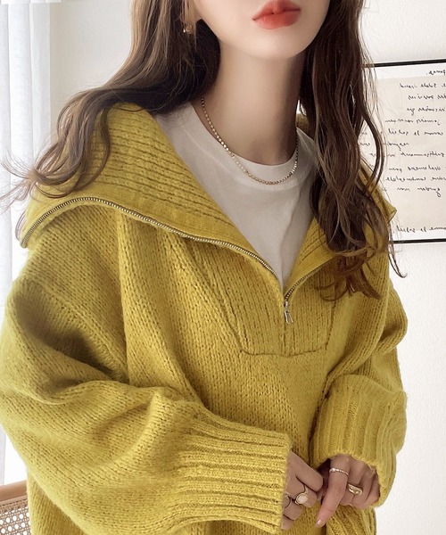 水手領半拉鏈針織上衣【JT024】