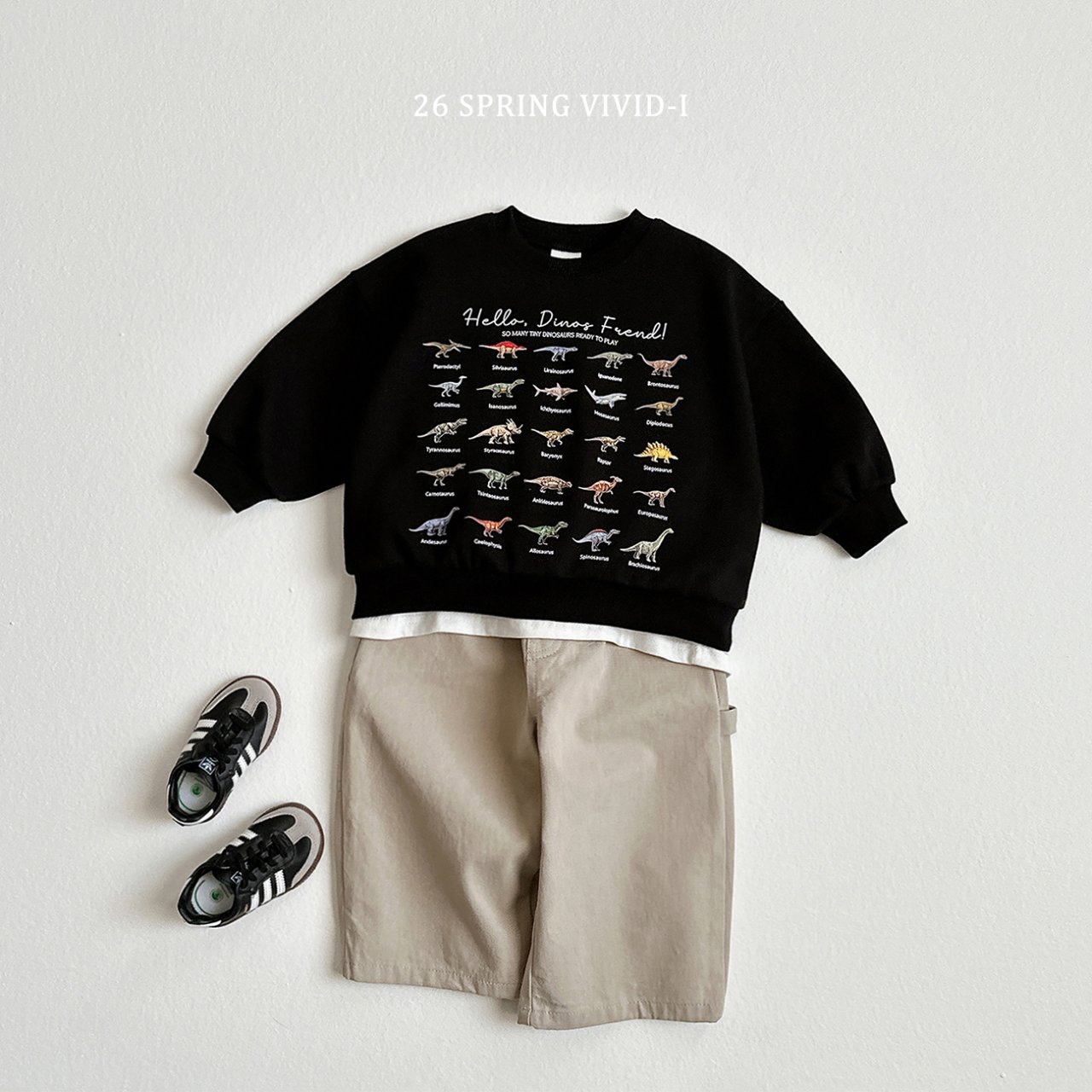 🌸預訂 韓國直送🌸🇰🇷VIVIDI三色迷你恐龍印花寬鬆衛衣