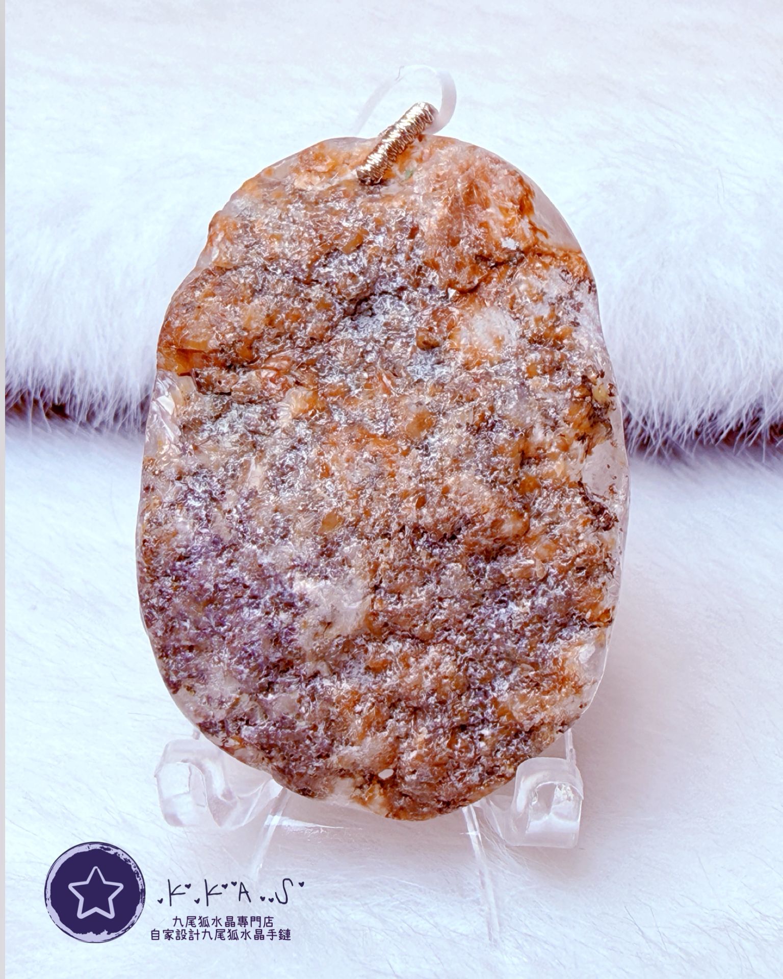 K00087 幽靈 側臉狐 - 吊墜/手牌兩用款(上下孔)