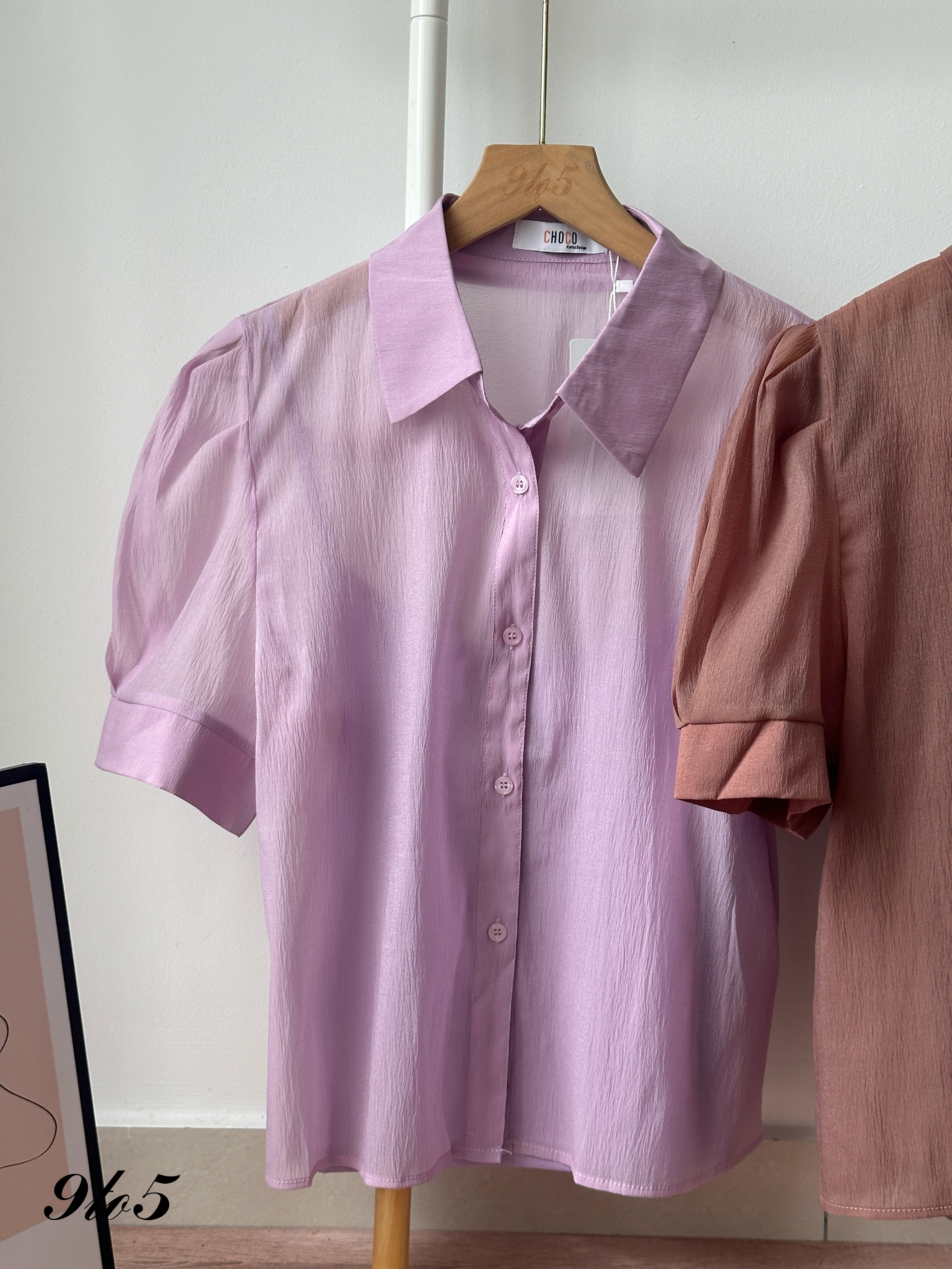 T4329 Puff Sleeve Button Down Blouse - 3 Colors 