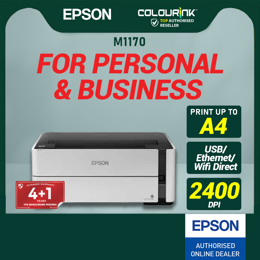 Epson EcoTank M1170 A4 Print Mono Refill Ink Tank WiFi Printer Mobile Wireless Print similar to L3210 L3250 L2370DN