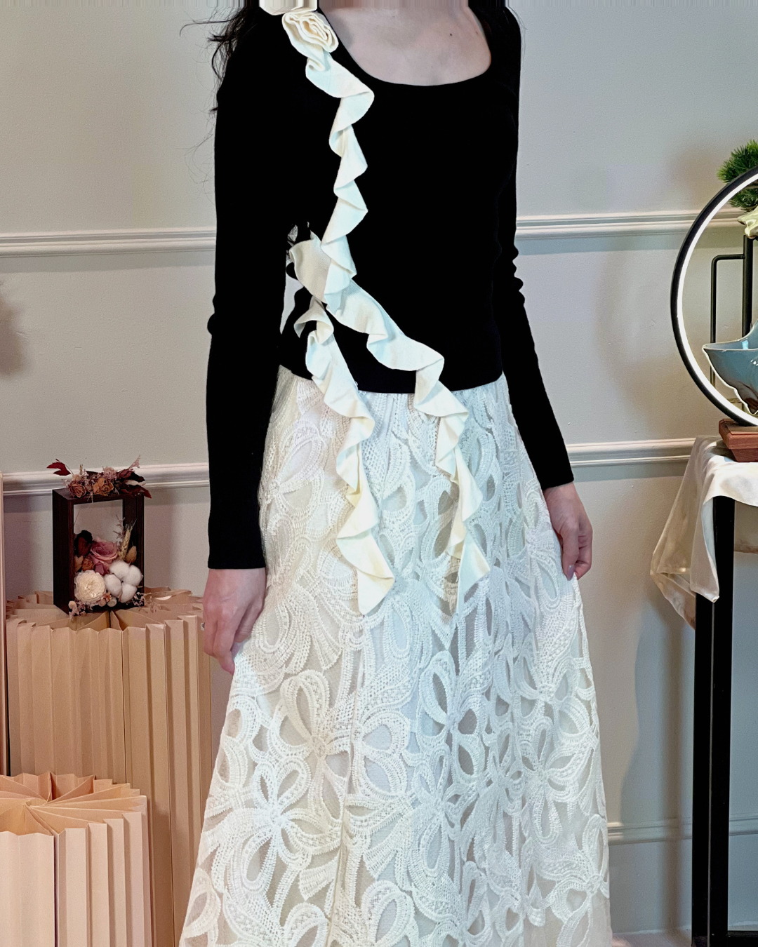5109 Kristin Long Sleeve with Ruffle Blouse