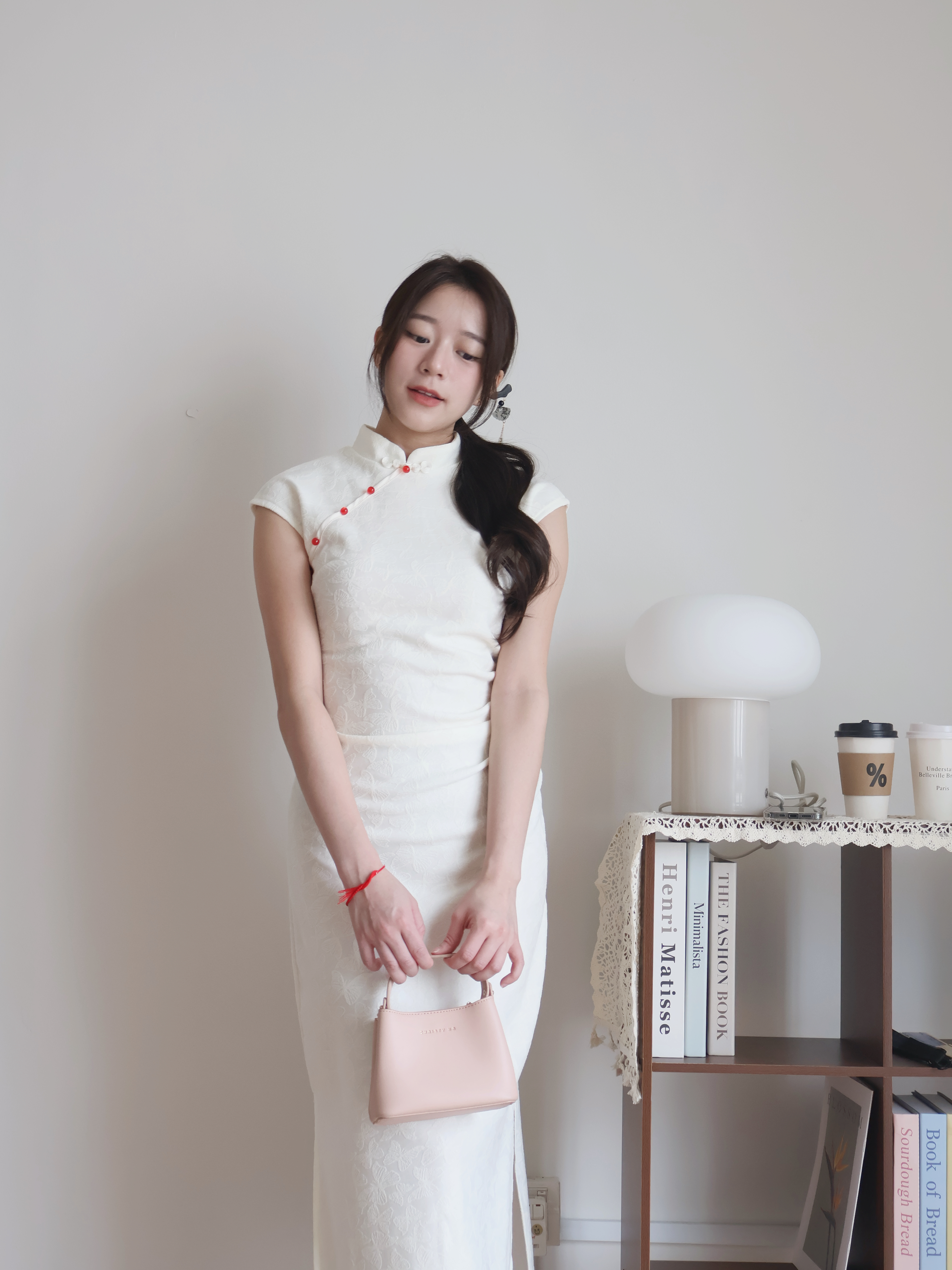 Jade Side-Slit Cheongsam | Cream