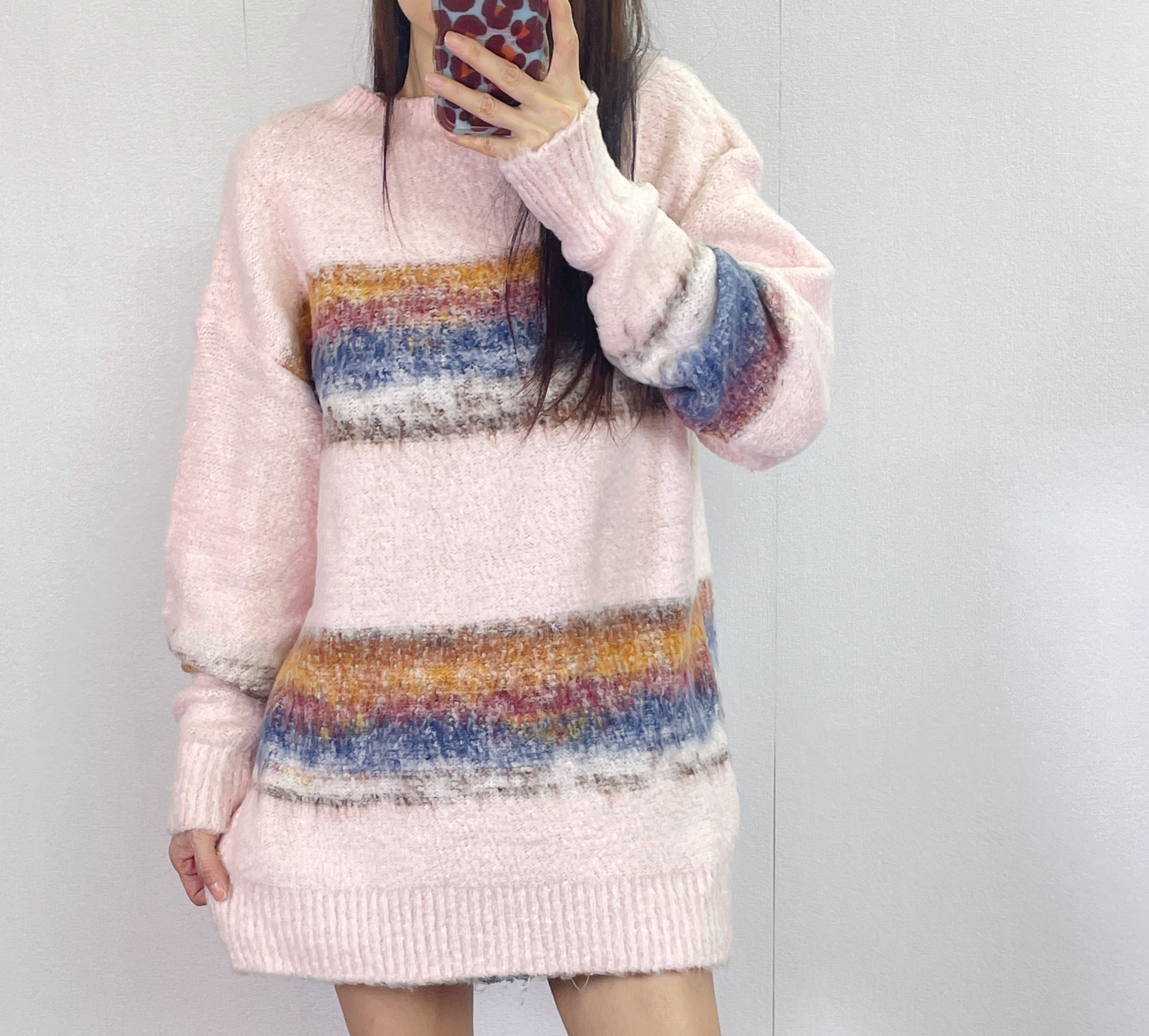 K5545 軟糯間色長身針織