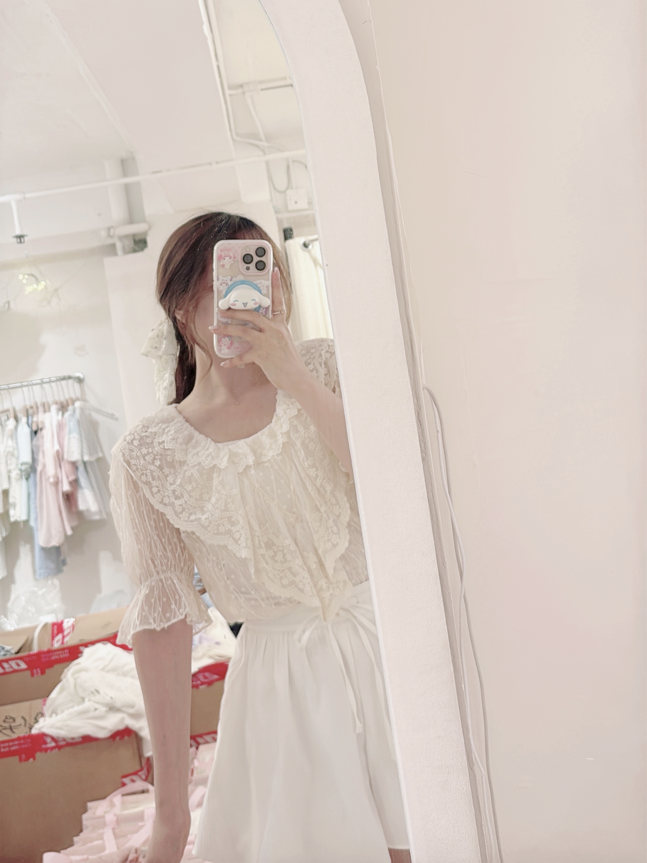 The Delicate Lace V Ruffle Top