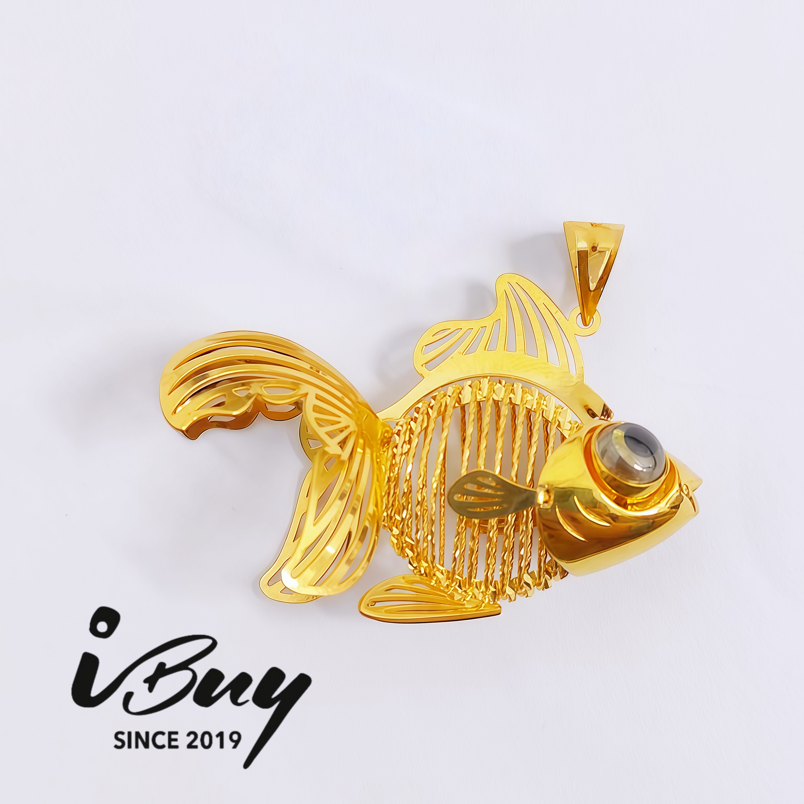 916 GOLD 3D GOLD THREAD FILIGREE GOLDFISH 916 金 3D 金线金鱼