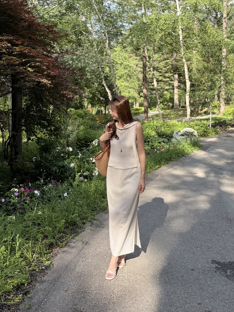 Summer Pleated Scarf Set (Ivory)